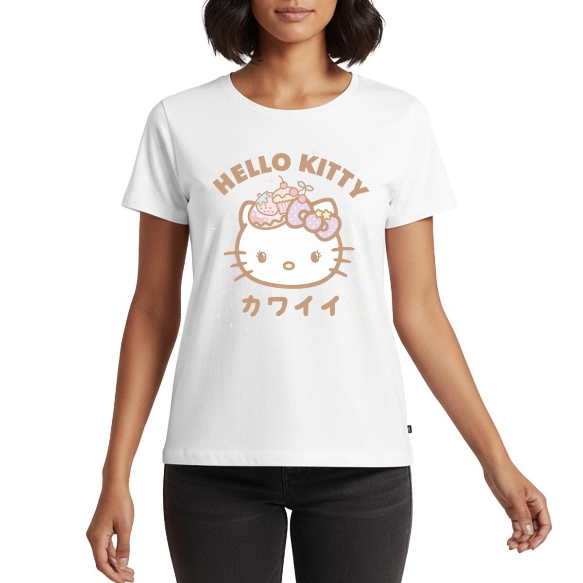 T-Shirt Hello Kitty Kawaii Stil Frauen Premium T-Shirt
