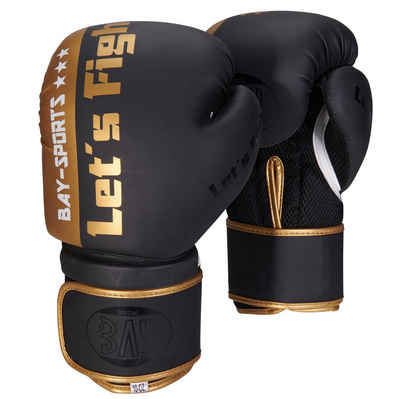 BAY-Sports Boxhandschuhe Lets Fight Box-Handschuhe gold Mesh Boxen Kickboxe