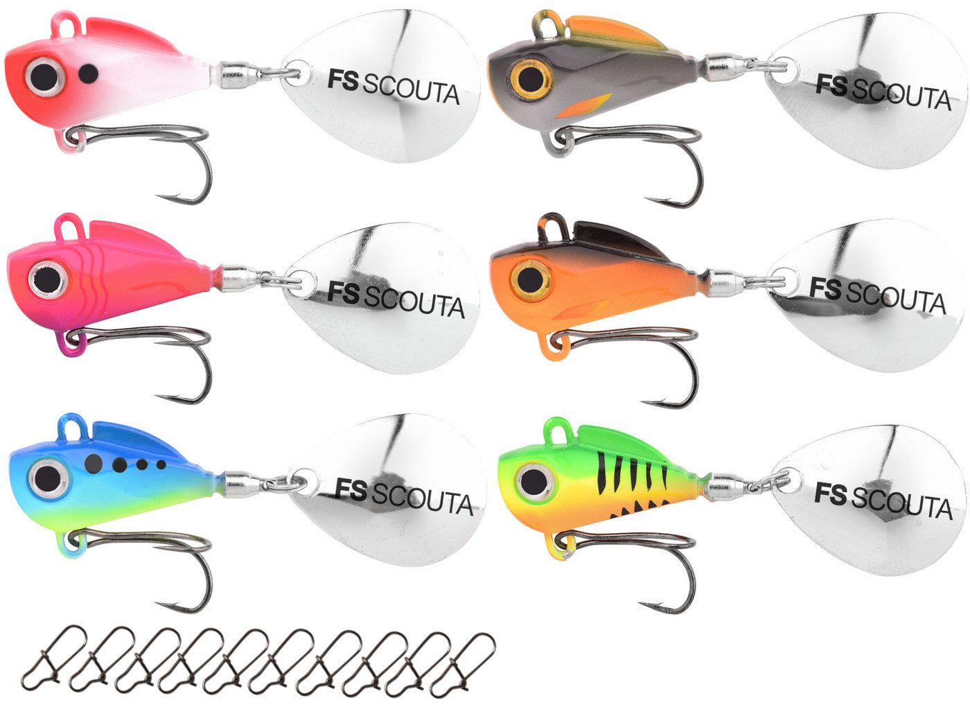 Kunstköder 6 Spro Freestyle Scouta Jig Spinner 6g Spinnköder + 10 Snaps Gr. XS