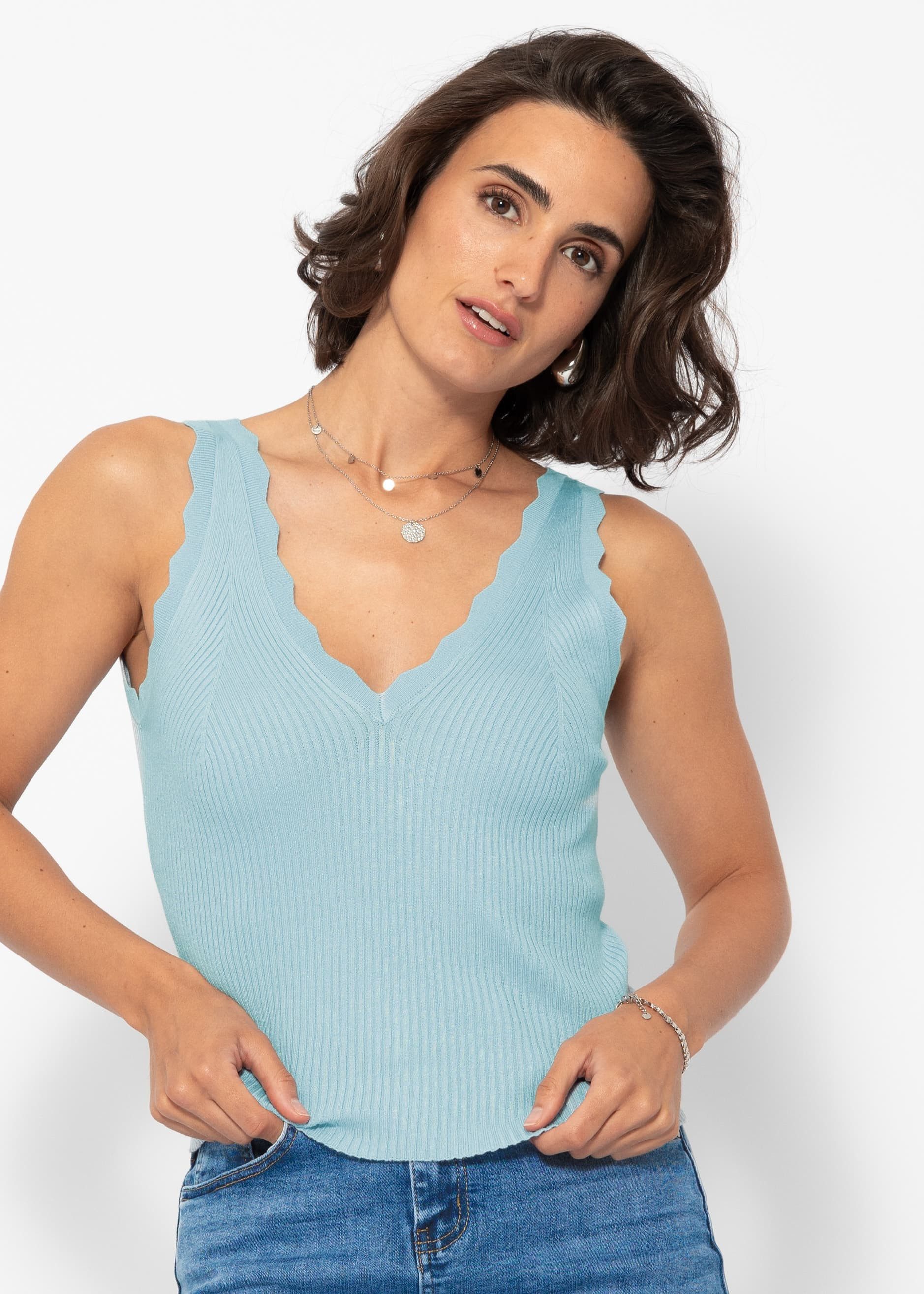 Stricktop Figurbetontes Strick-Top Damen mit V-Ausschnitt