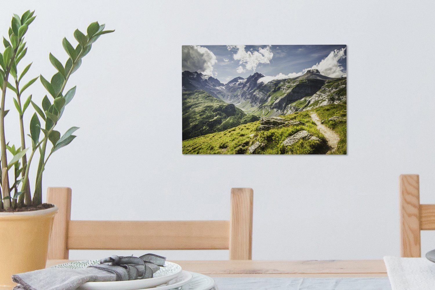 OneMillionCanvasses® Leinwandbild Berglandschaft Wandbild Aufhängefertig, St), Landschaft, in cm (1 einer 30x20 Schweizer Leinwandbilder, Wanddeko
