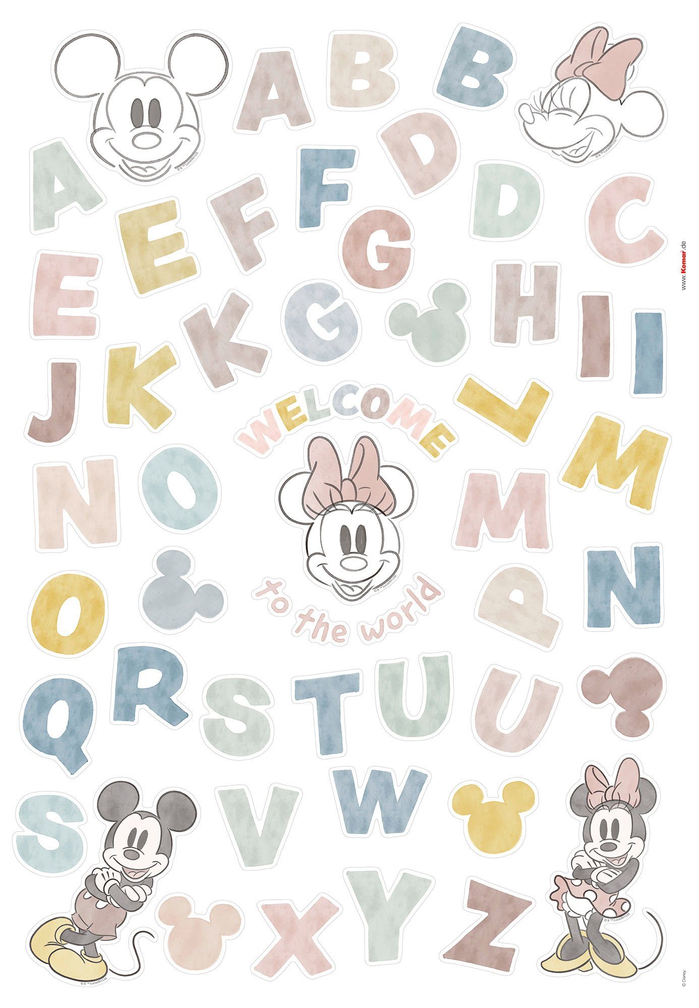 Wandtattoo St), (Breite Wandtattoo cm Alphabet selbstklebendes Höhe), (56 50x70 x Komar Mickey