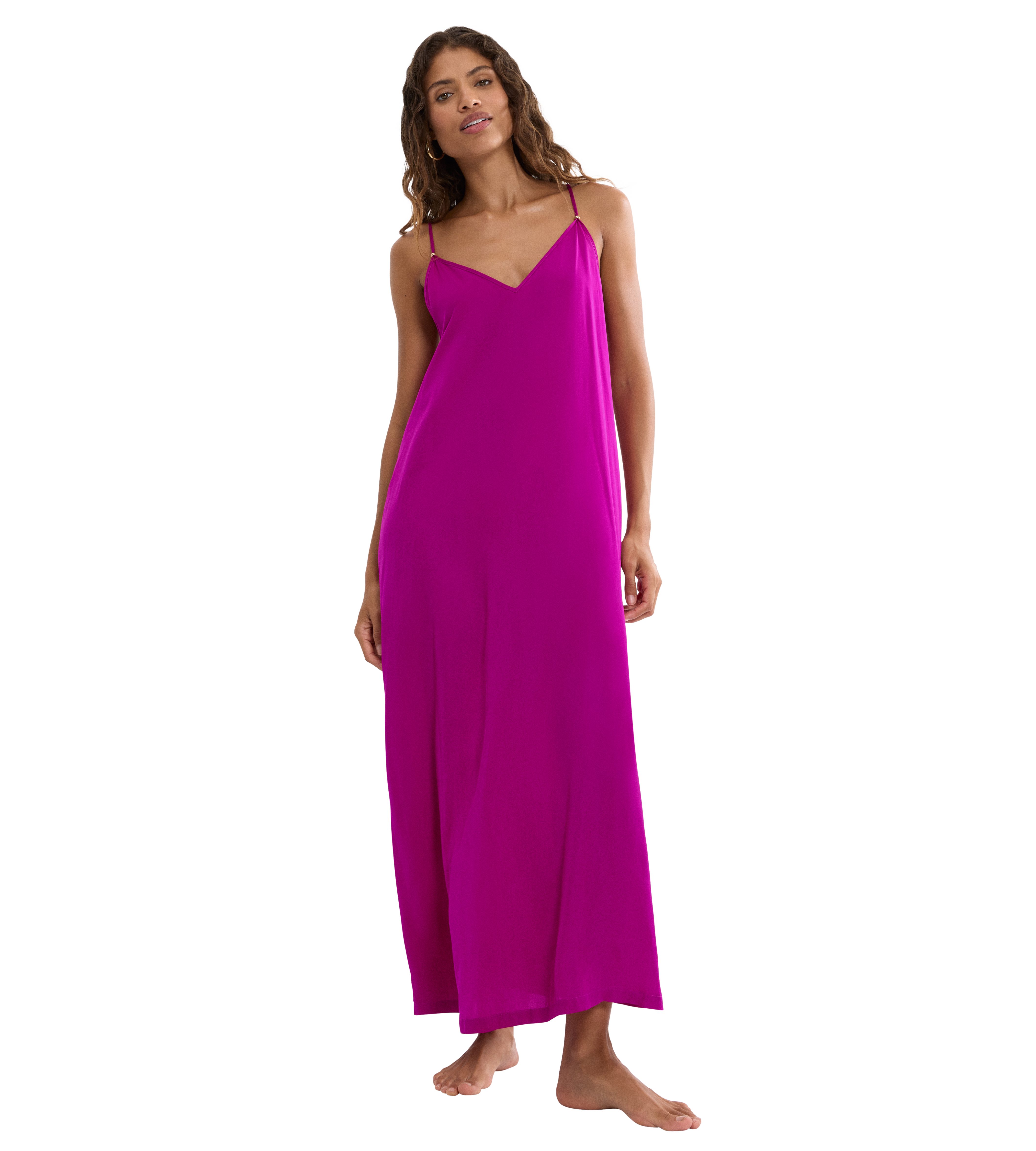 Triumph Sommerkleid Summer Satin Dress tiefer V-Ausschnitt, schmale Träger