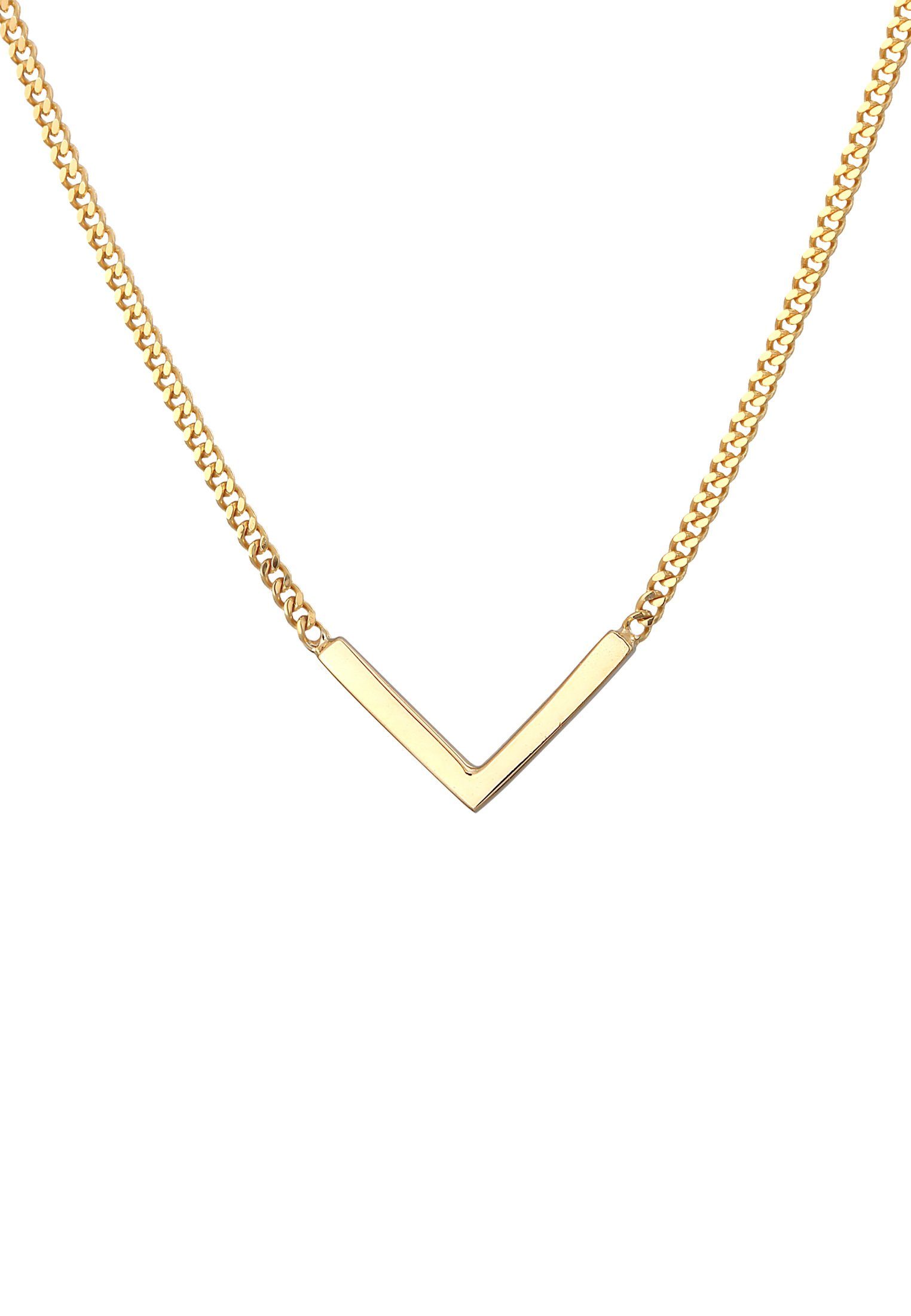 Elli Premium Kette mit Anhänger V-Kette Geo Minimal 375 Gelbgold, Geo – Bild 2 von 5