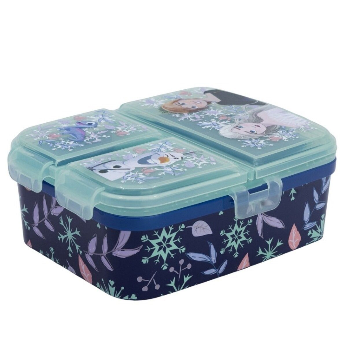 Disney Lunchbox Disney Frozen Kinder Brotdose XL Lunchbox mit 3 Fächern, 100% Kunststoff, (1-tlg)