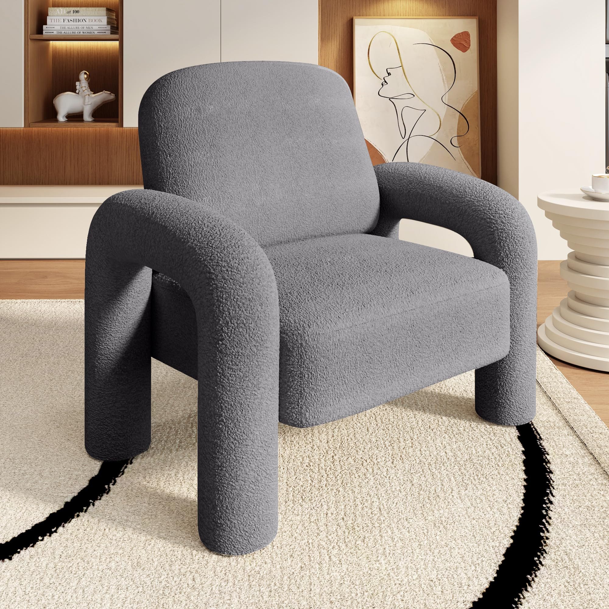 SEYNAR Sessel Moderner Sherpa-Akzent-Sessel, Teddy-Polsterarm-Sofa (1-St), Gemütlicher flauschiger Lesesessel für Wohnzimmer, Schlafzimmer, Ecke