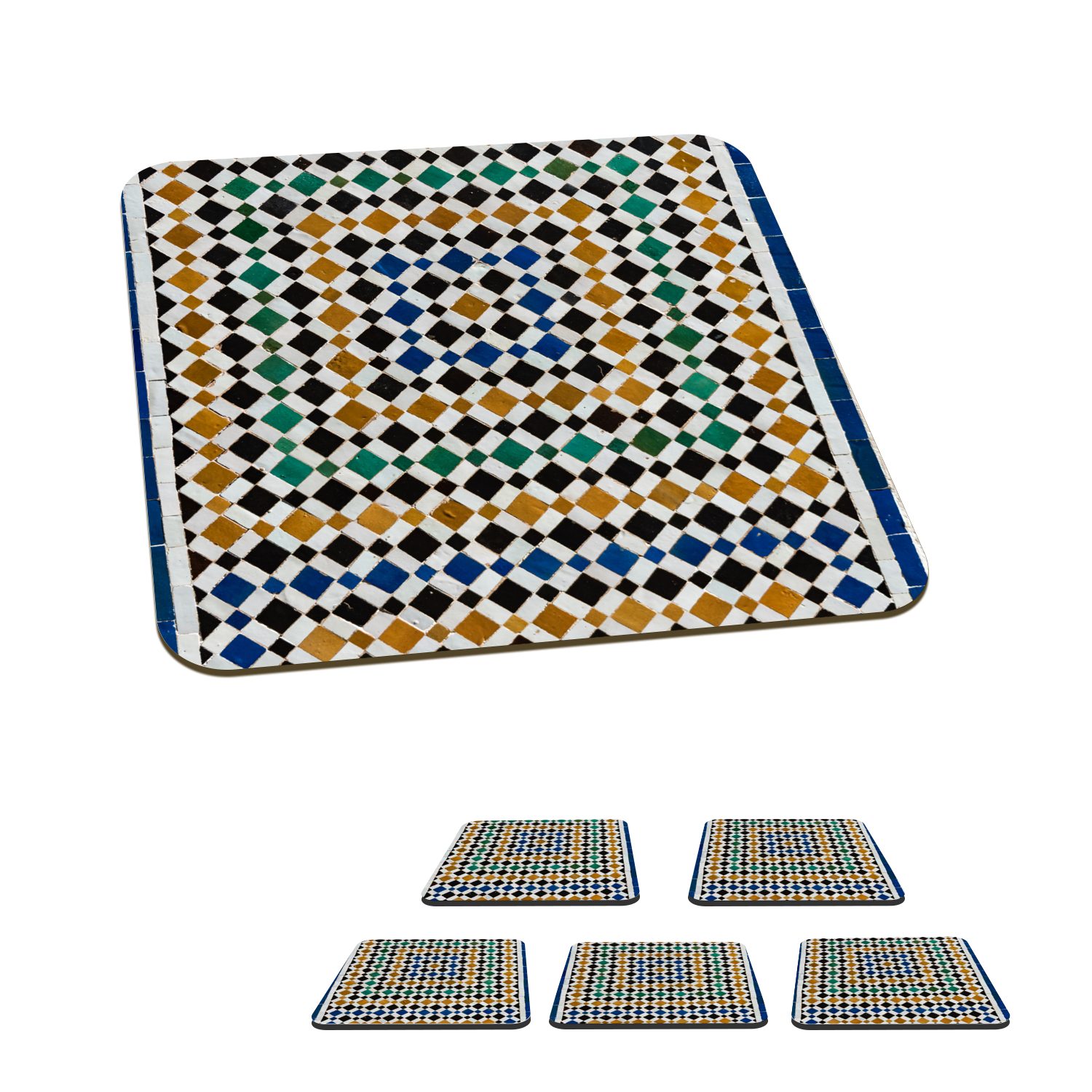 MuchoWow Glasuntersetzer Ein marokkanisches Mosaik, das wie eine Art Labyrinth aussieht, Zubehör für Gläser, 6-tlg., Glasuntersetzer, Tischuntersetzer, Korkuntersetzer, Untersetzer, Tasse
