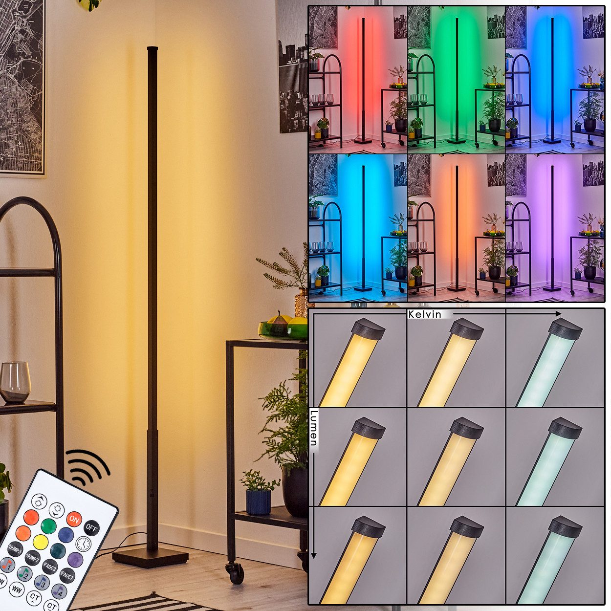 hofstein Stehlampe Stehlampe aus Metall/Kunststoff in Schwarz/Weiß, LED wec günstig online kaufen