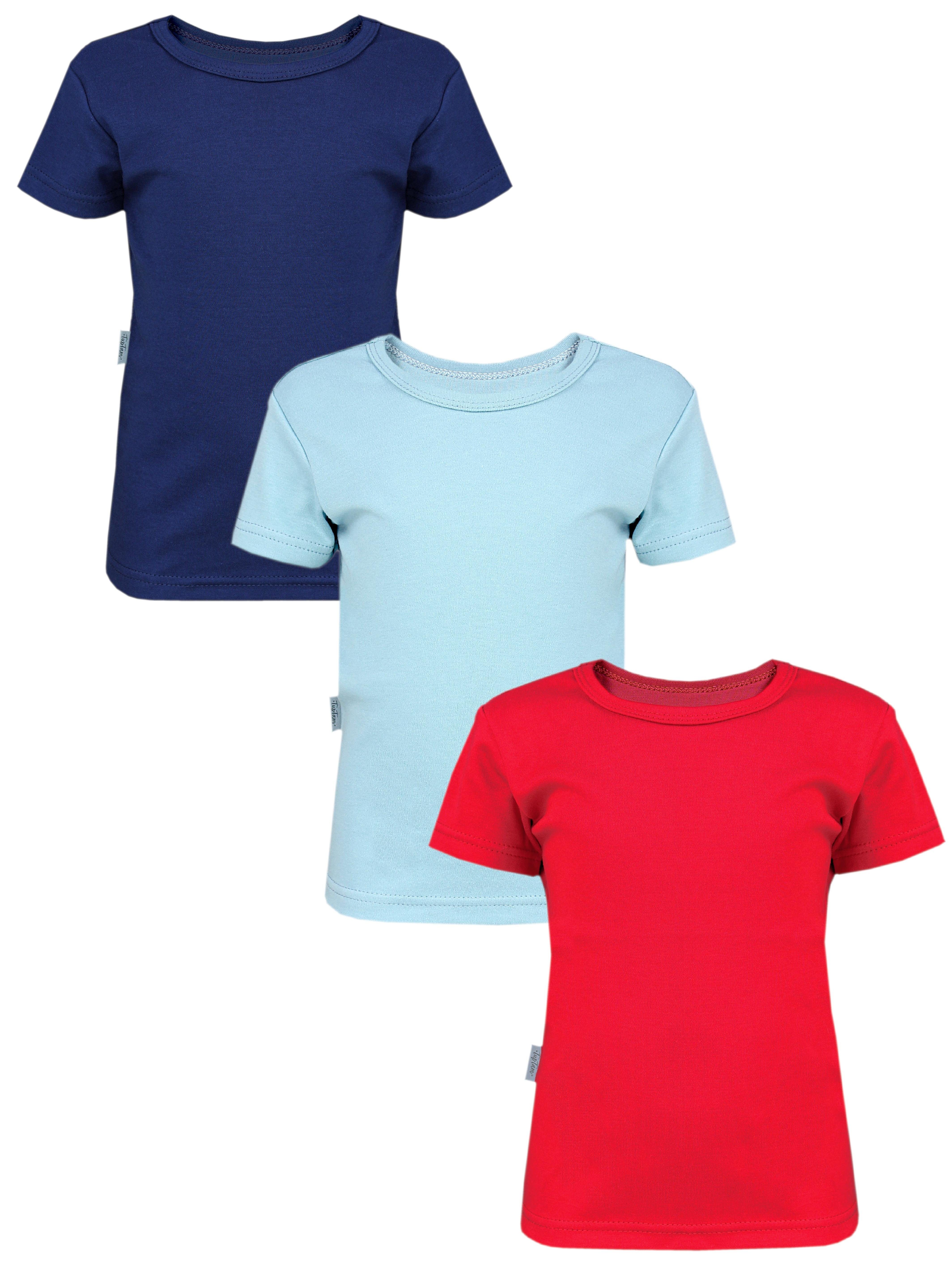 TupTam T-Shirt TupTam Baby Kinder 3er Shirt Rot Jungen Pack Sommer Kurzarm 3er (3-tlg) T-Shirt Dunkelblau Pack Grün