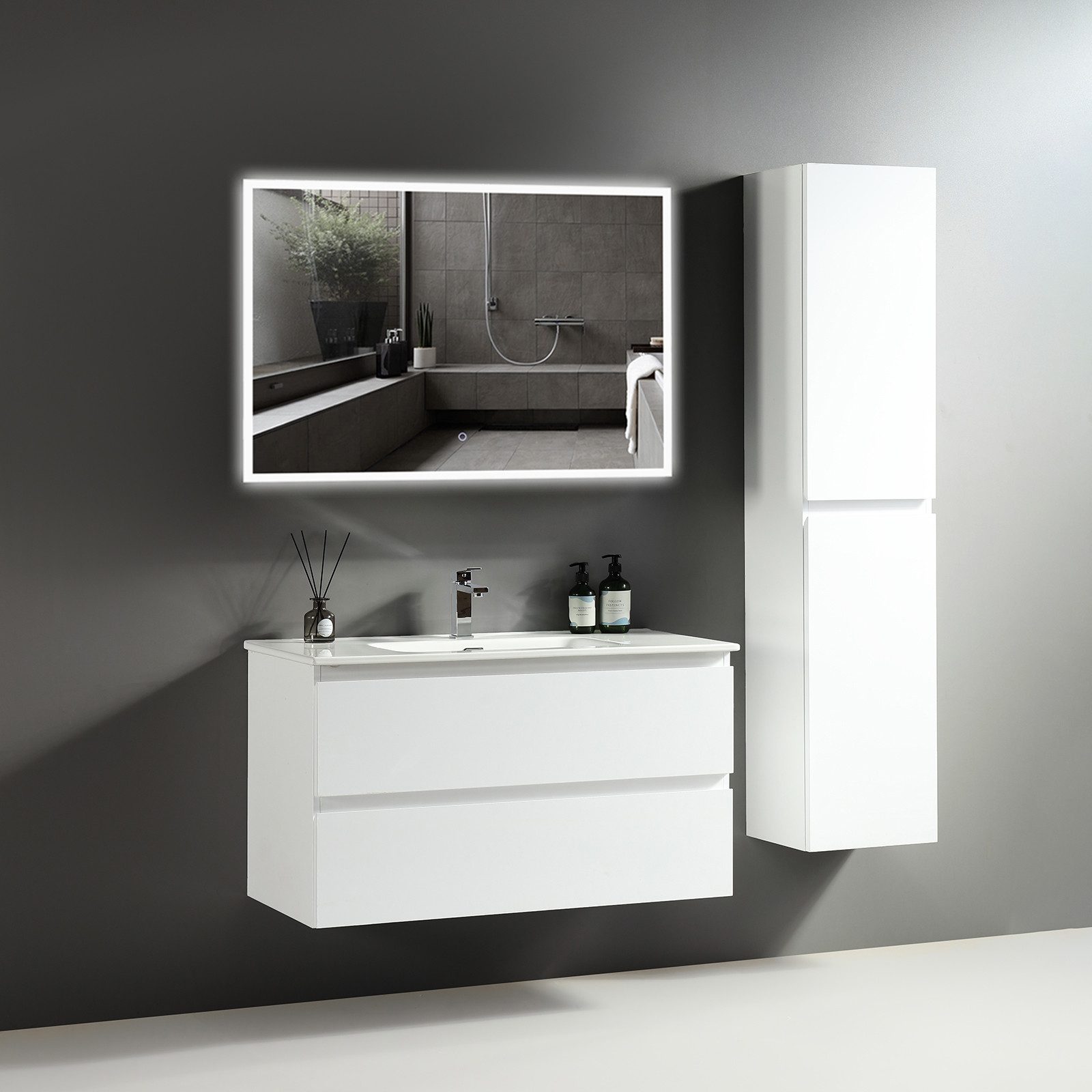 Alpenberger Badmöbel-Set Badezimmermöbel Badezimmer Schrank - Waschtisch mi günstig online kaufen