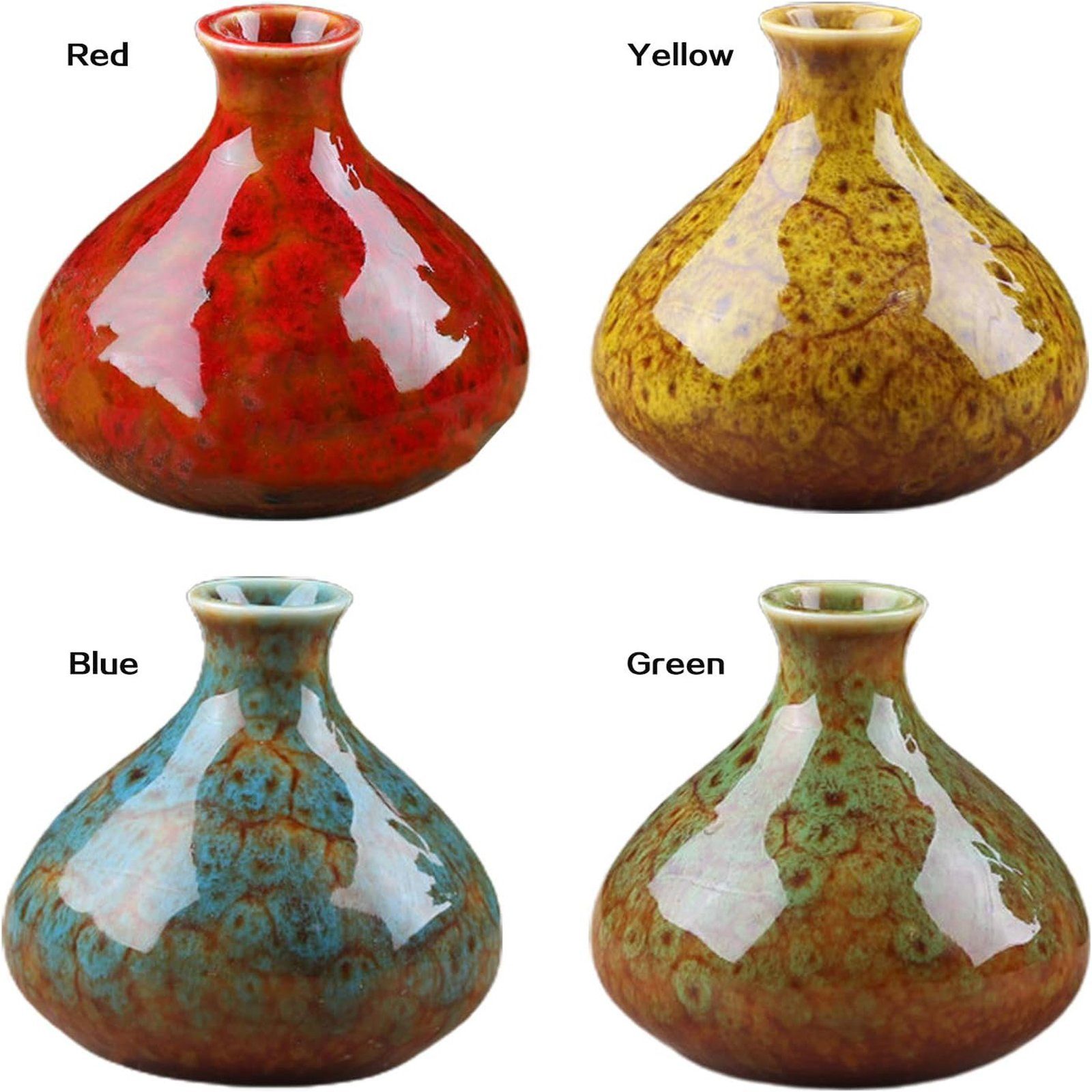 SEEZSSA Dekovase Keramikvase,Blumentopf deko für Heimdekoration, Wohnzimmer, Kaliber Brenngeformte Bauch, Grün 2.4cm,7x7.5cm,bunt Keramik-Vase,großer Regal
