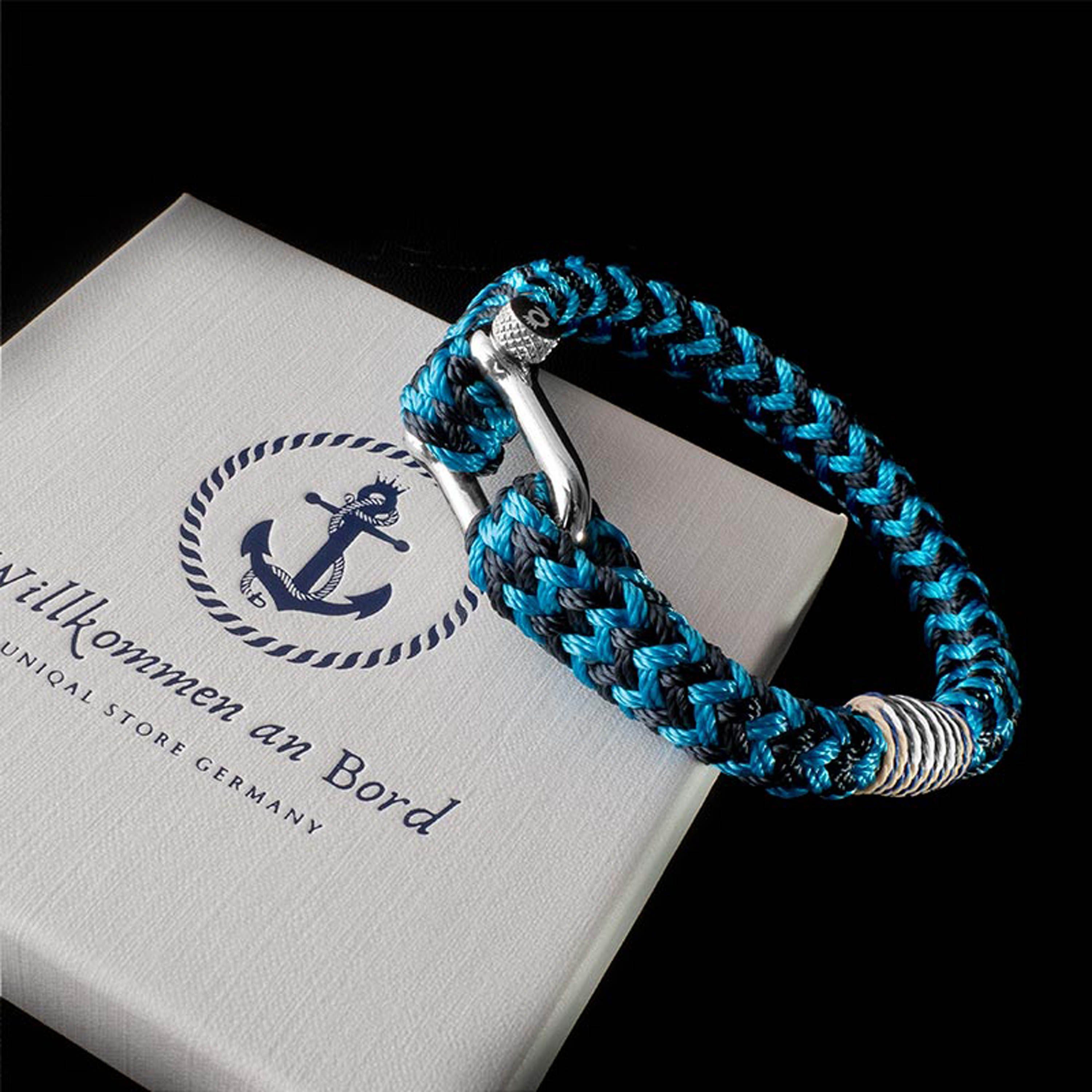 aus Maritime maritime, Style, (Edelstahl, handgefertigt) "OCEAN" Ocean Segeltau Segeltau, Armband UNIQAL.de Schäckel Armband Casual nautics, Blue