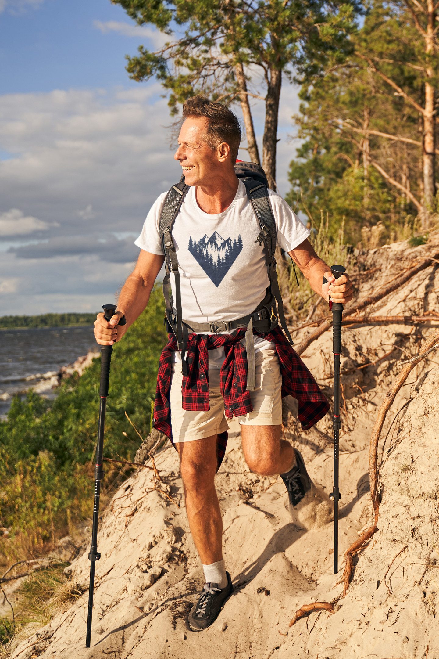 Baddery Print-Shirt Wander T-Shirt: "Waldgipfel" - günstig online kaufen