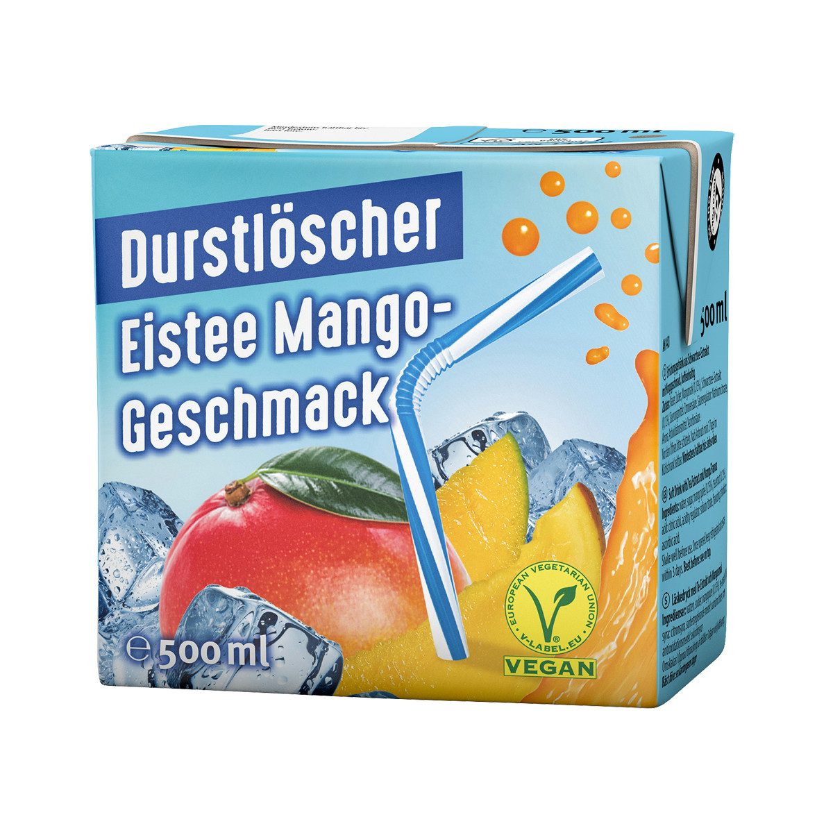 DURSTLOESCHER Softgetränk, Durstlöscher Eistee Mango Erfrischungsgetränk aus Tee Extrakt 500ml