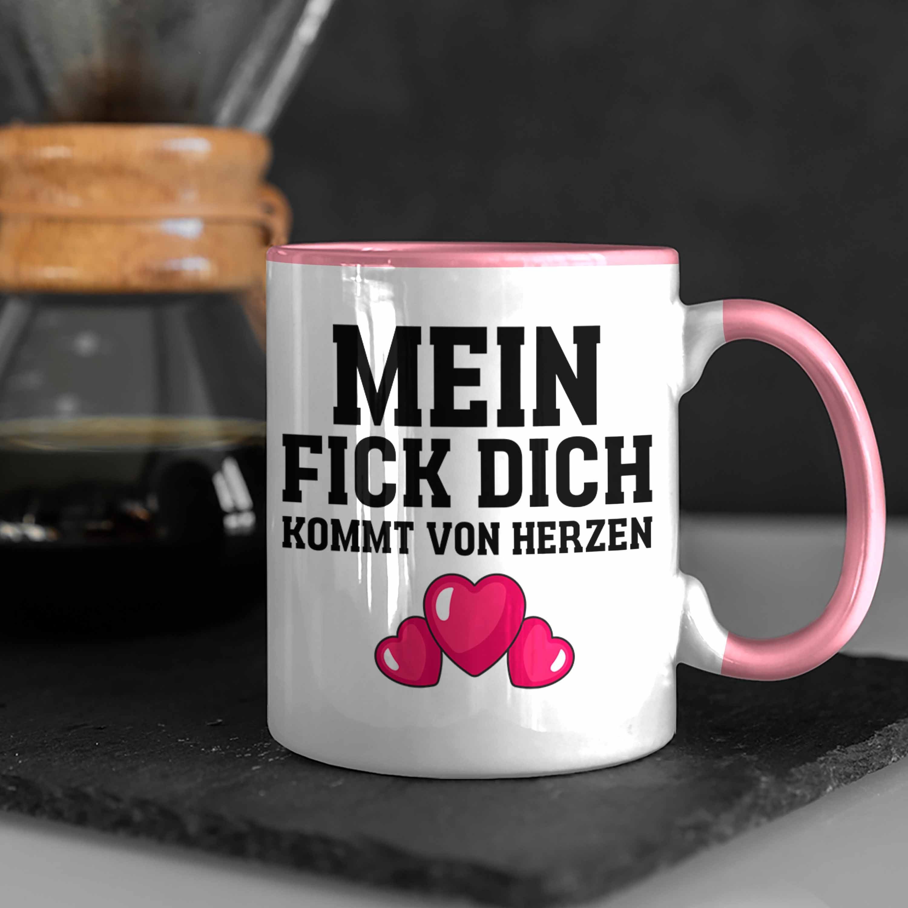 Trendation Tasse Trendation - Rosa Mein Tasse Kaffeetasse Kollege Kommt Spruch mit Kollegin Lustige Herzen Büro Von Dich Witzige F