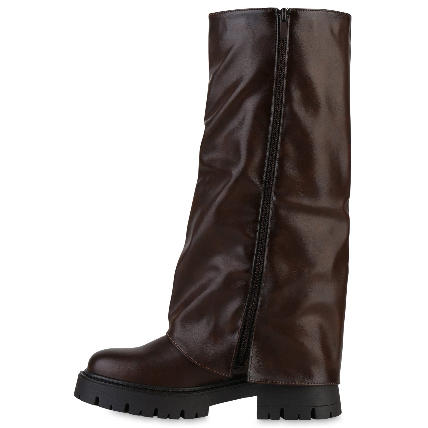 VAN HILL 841806 Stiefel Damen Bikerstiefel Stiefel Zipper Schnallen Profil- günstig online kaufen