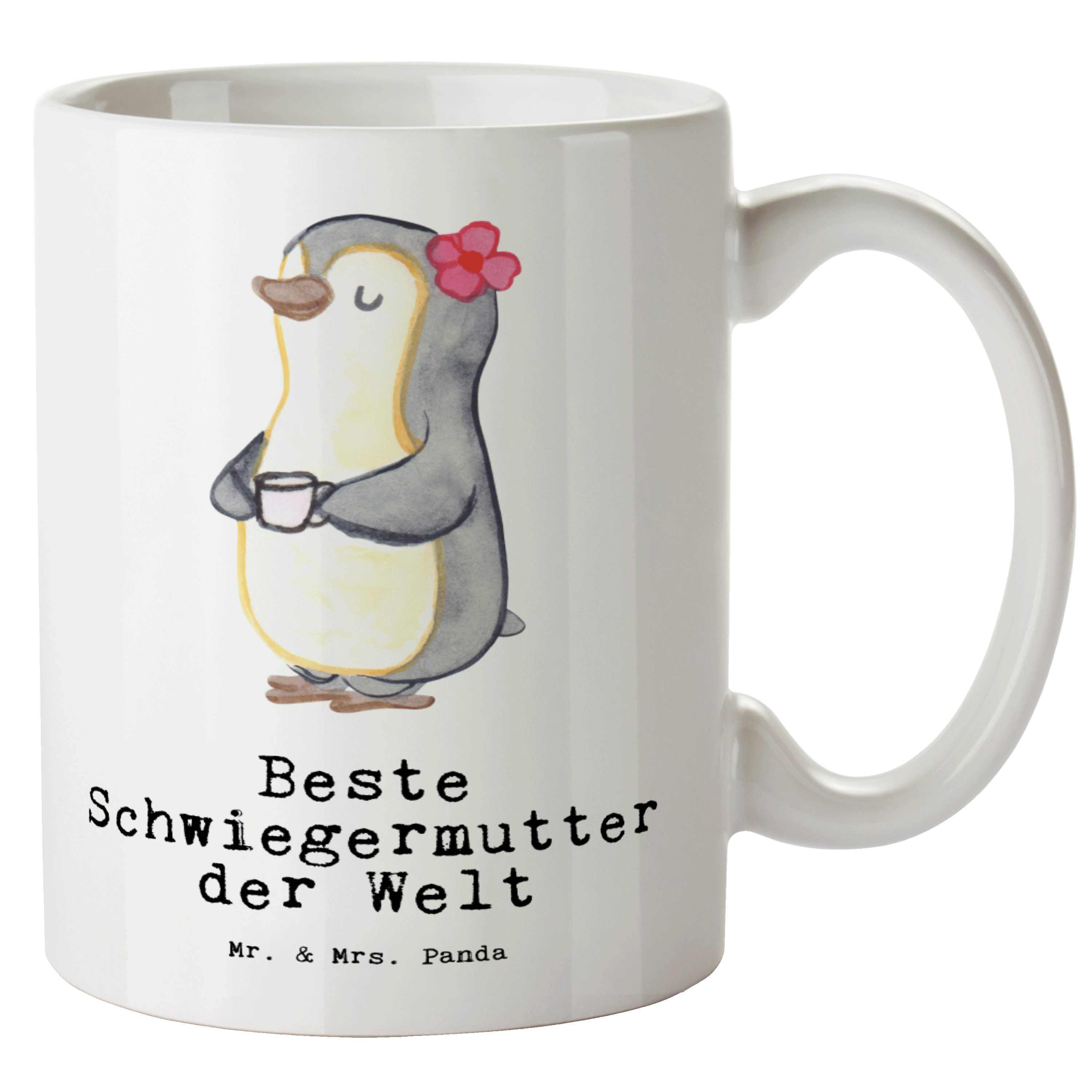 Mr. & Mrs. Panda Tasse Pinguin Beste Schwiegermutter der Welt - Weiß - Geschenk, Danke, Gesc, XL Tasse Keramik
