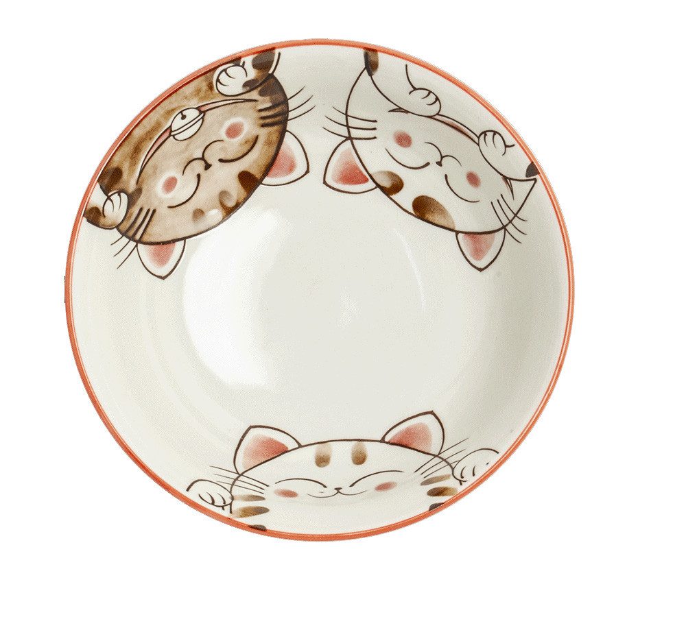 WestCraft Snackschale Tokio Japan Design Katzen Schalen Kawaii Cat Tayo Schüssel Blue & Pink, Porzellan, (1-tlg), Ramen Reis Nudel Suppen Dessert Bowl, Kawaii Cat