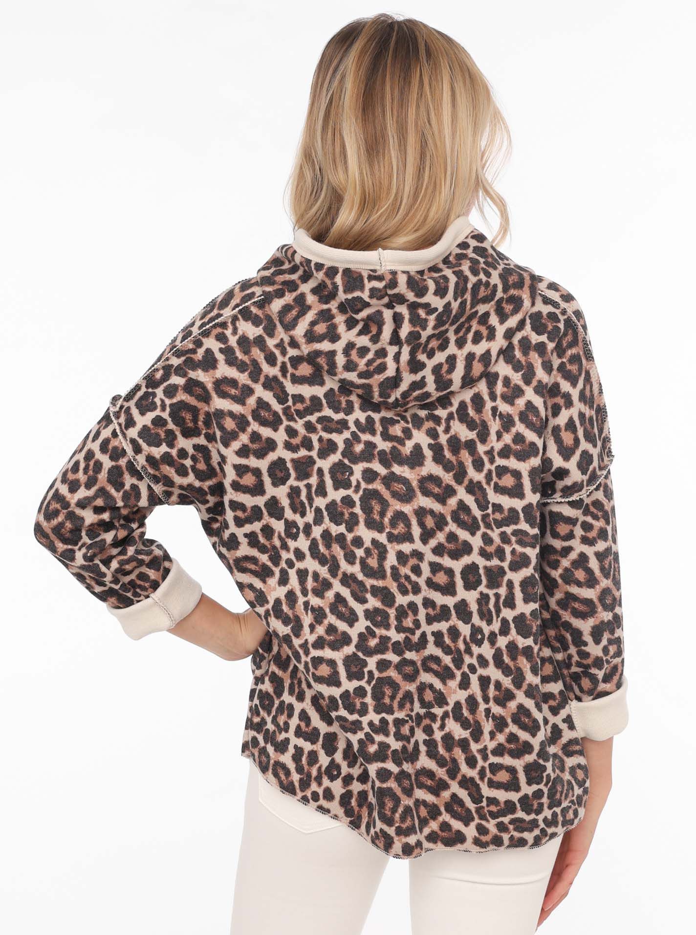 Zwillingsherz Hoodie "Leo" Kapuze, Animal-Muster, 3/4-Arm, Kordel, modisch günstig online kaufen