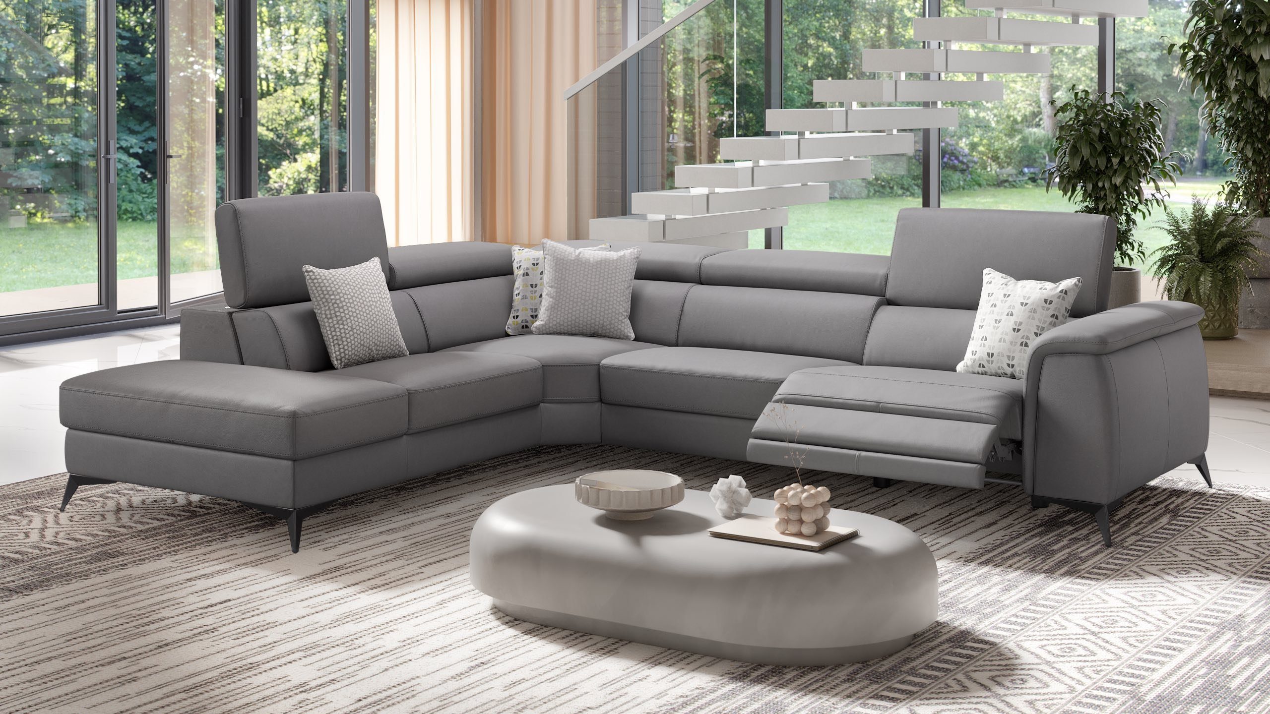 Sofanella Wohnlandschaft Leder LIVORNO, Wohnlandschaft, Ecksofa, Sofalandschaft, XXL Sofa, Leder Sofas