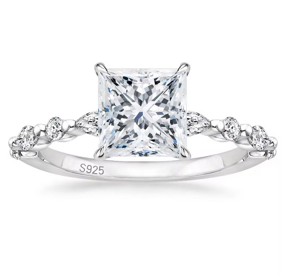 ROUGEMONT Silberring Eleganter Moissanit Damen Ring 925 Sterling Silber Gold Roségold, 925 sterling Silber