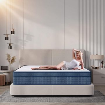 Taschenfederkernmatratze Matratze Mattress mit Memory Foam Komfort Höhe 26cm(Federhöhe: 20cm), JOEAIS, 26 cm hoch, (Härtegrad H3, 7-Zonen Taschenfederkernmatratze, 180x200 160x200 140x200 120x200), Bewegungsisolation Matratze Ergonomisch