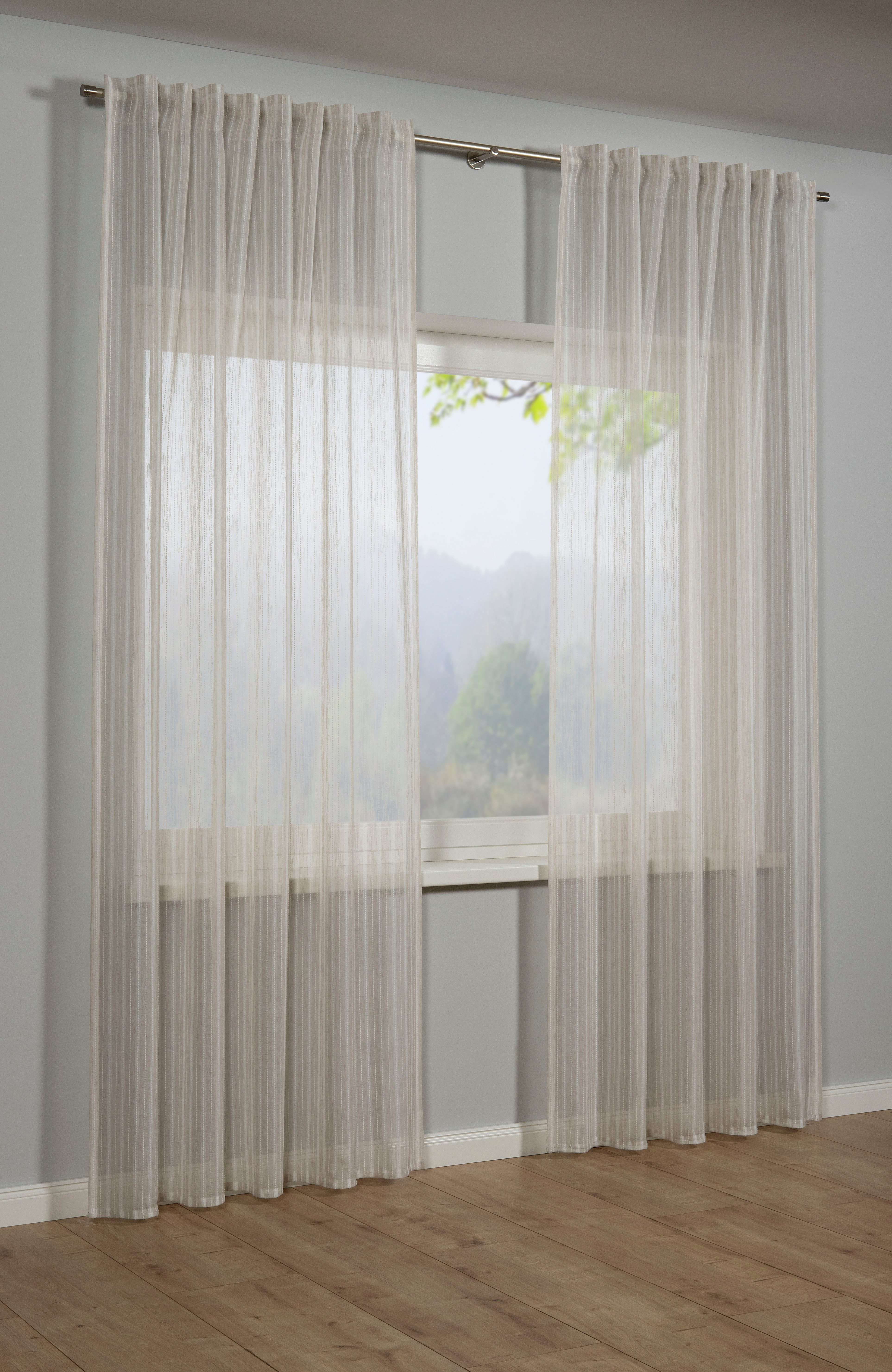 Sehlbach Gardine Schal Effektgarn Voile (1 St), Schlaufen, blickdicht, mit Gardinenband und verdeckten Schlaufen