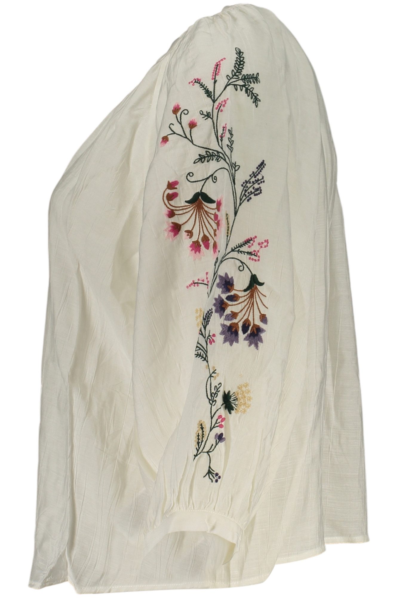 Desigual Blusenshirt Weiße Damenbluse mit Stickerei & V-Ausschnitt -