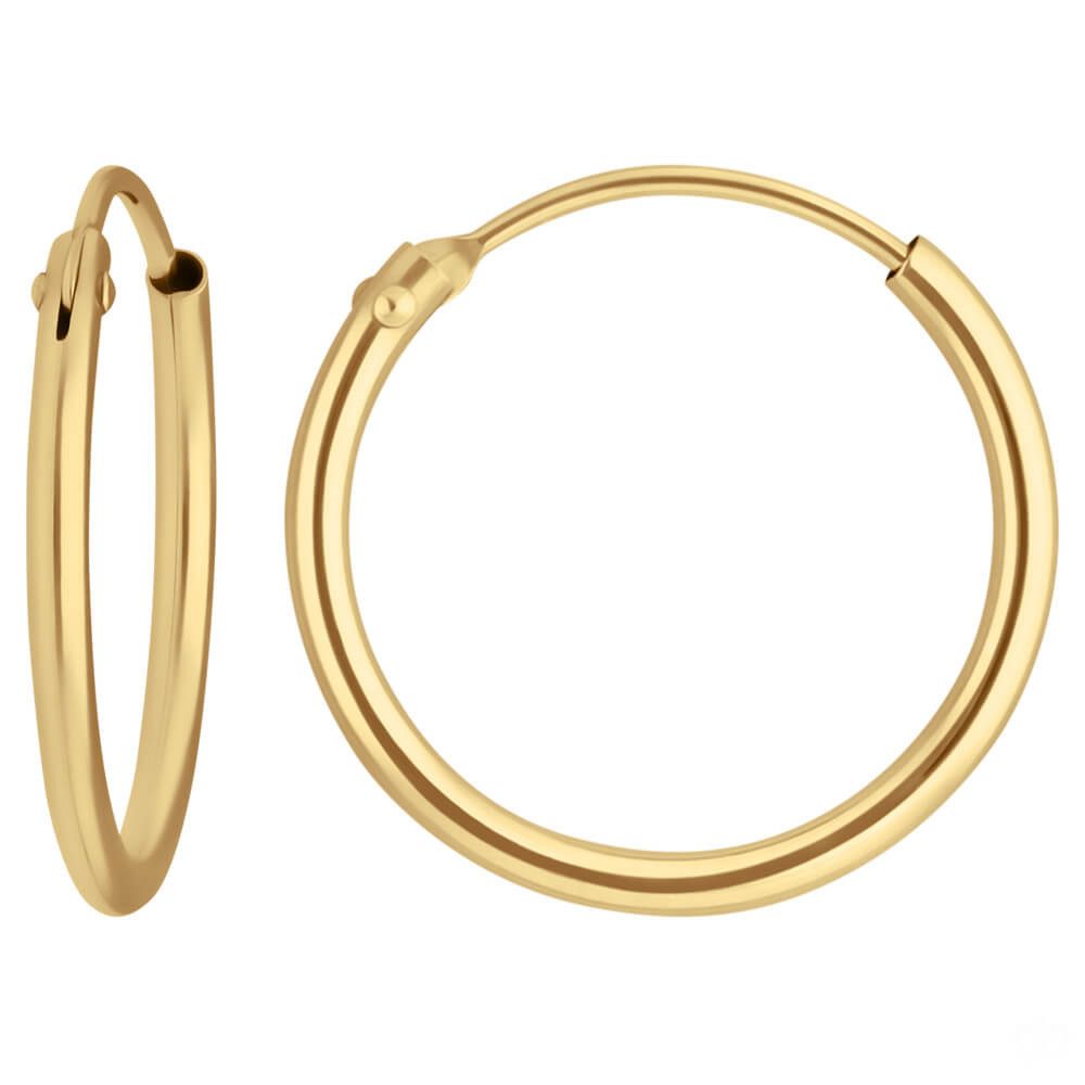 Schmuck Krone Paar Creolen Paar Ohrringe Creolen rund schlicht aus 750 Gelbgold 15x1,3mm, Gold 750