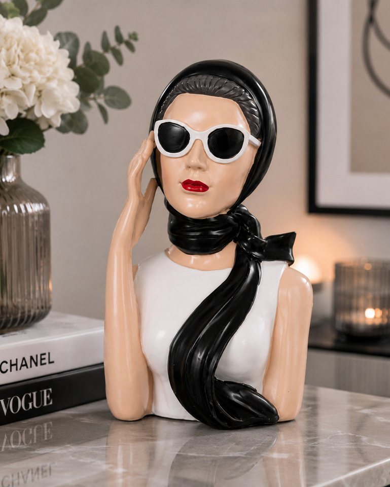 MF Skulptur Dekofigur Frau Vivienne mit Sonnenbrille und Kopftuch 27,5 cm (1 St)