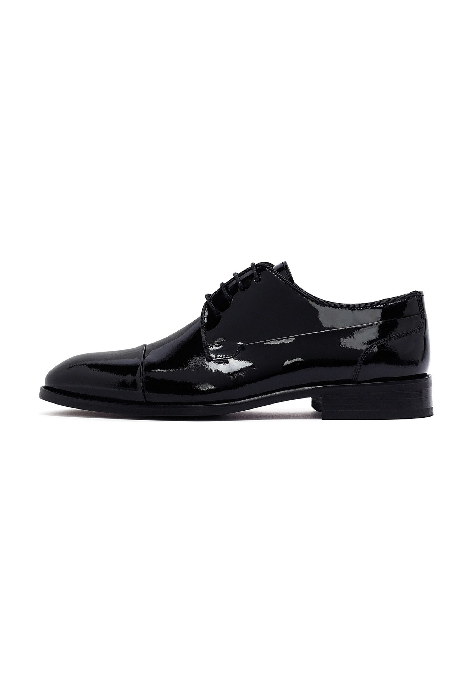Derimod Echtleder Lack-Derby-Schuhe Schnürschuh Echtes Leder, Lack-Finish, Schnürverschluss, Neolit-Sohle