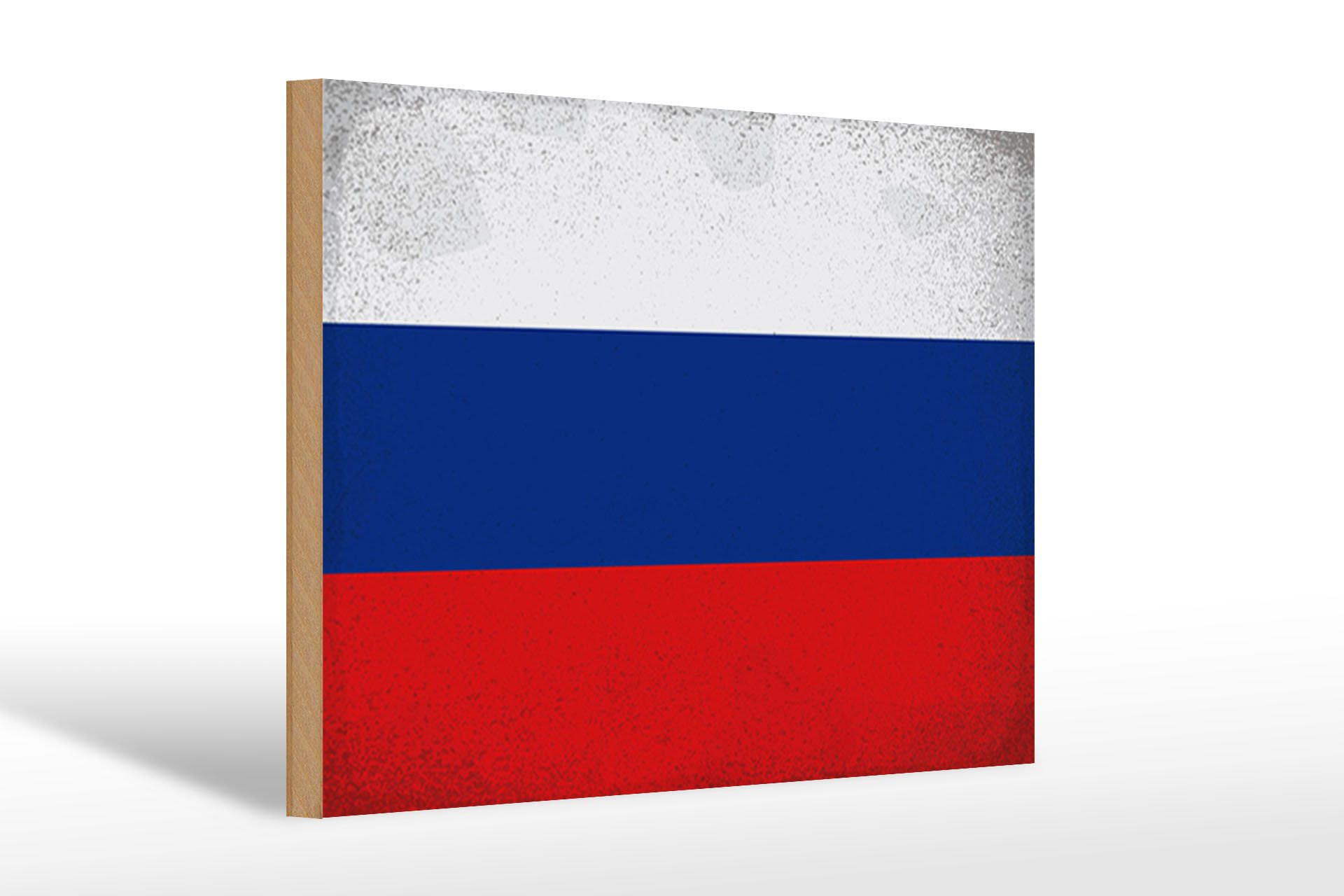 Femer GmbH Holzbild Flagge Russland 30x20cm Flag of Russia Vintage, Flaggen (1 St), Glatte Holzfaserplatte (MDF), vorn beschichtet