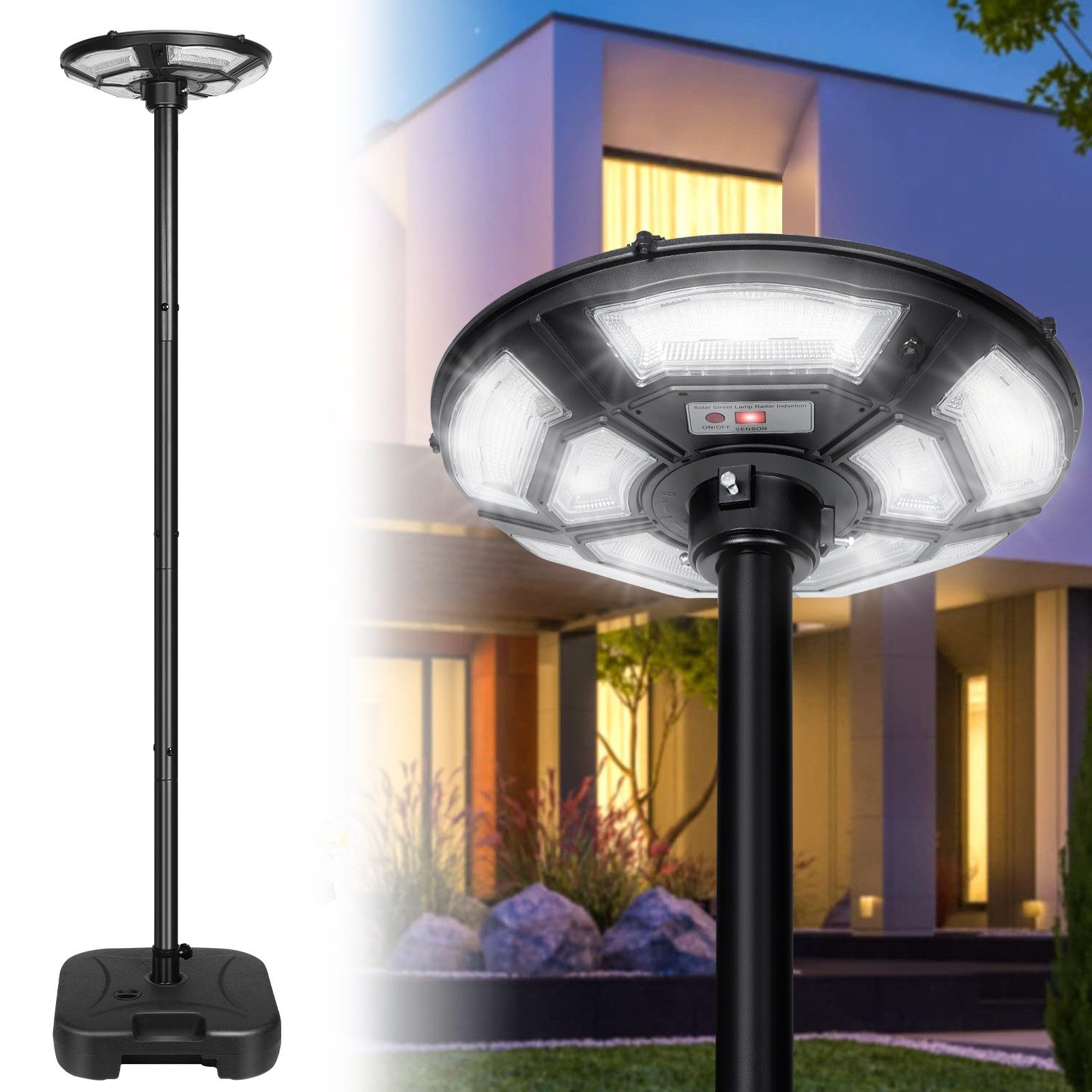 SERBASIC LED Solarleuchte Outdoor Wasserdichte Solar Straßenlaterne mit Bew günstig online kaufen
