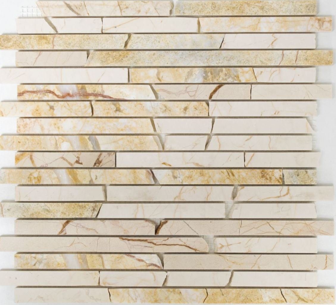 Mosani Mosaikfliesen Mosaik Marmor Brick golden cream poliert Struktur glänzend Wand