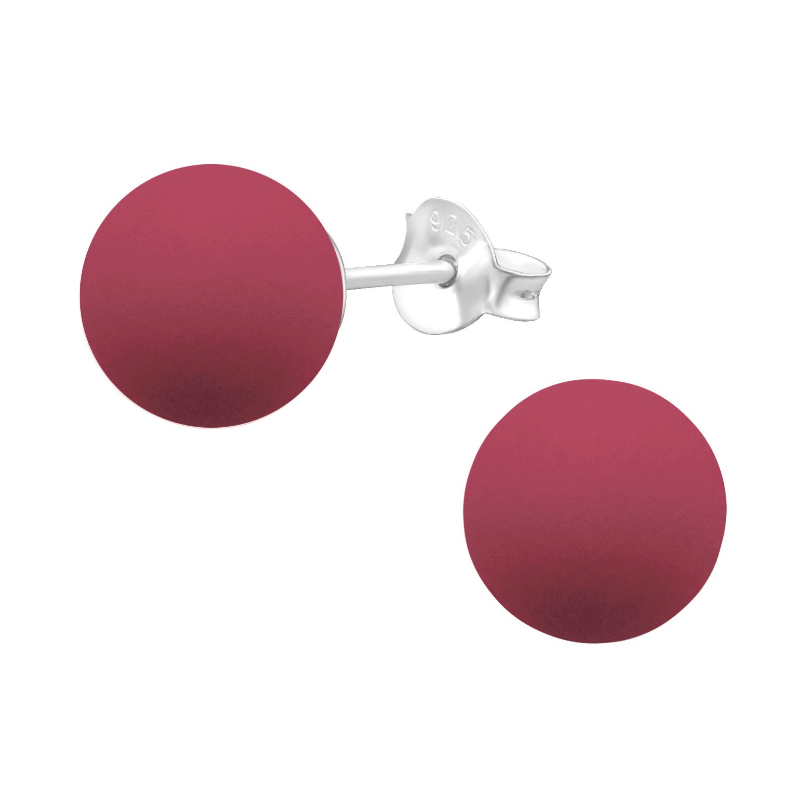 ALEXANDER YORK Paar Ohrstecker PERLE classic 8 mm I rot, 2-tlg., 925 Sterling Silber