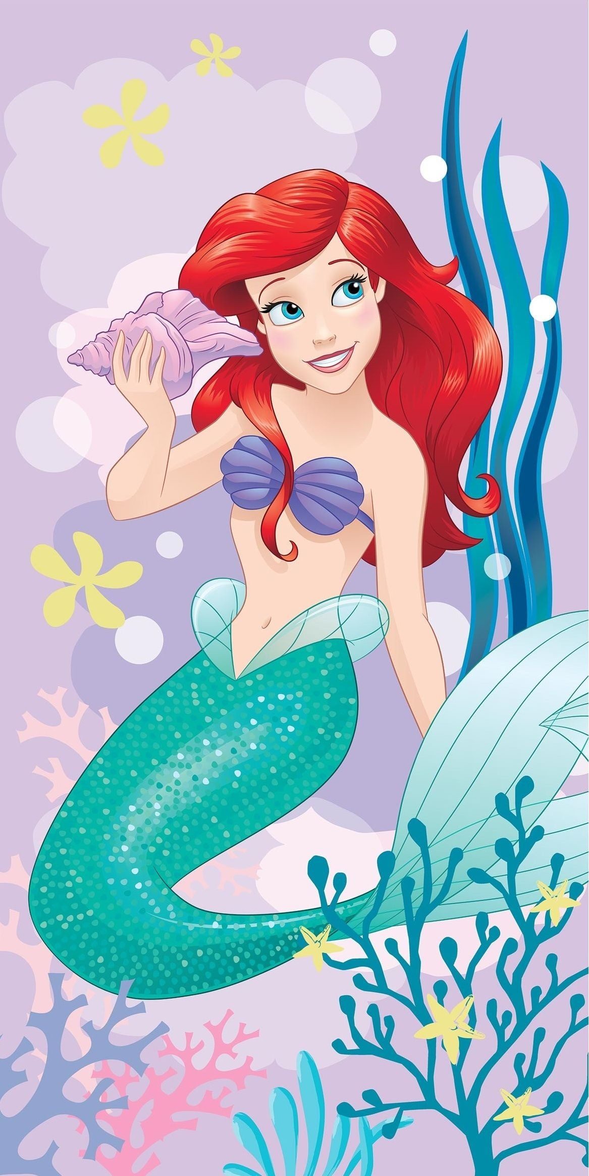 Disney Strandtuch Arielle Badehandtuch 70x140 cm aus Baumwolle – saugfähig & weich, Baumwolle (1-St), aus Baumwolle