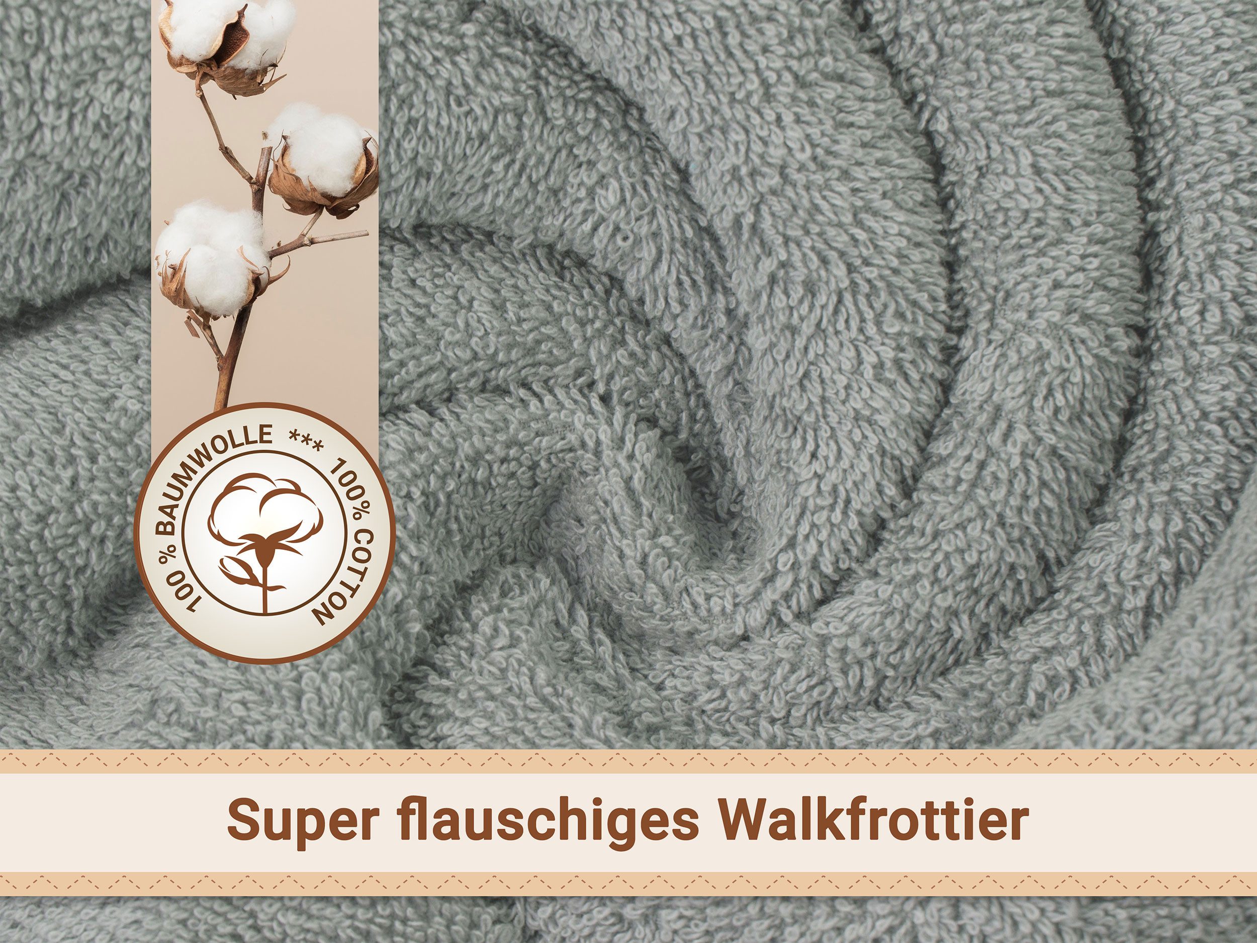 ZOLLNER Kapuzenhandtuch, Walkfrottee (1-St), 100 x 100 cm, 100% Baumwolle, mit Einstickung