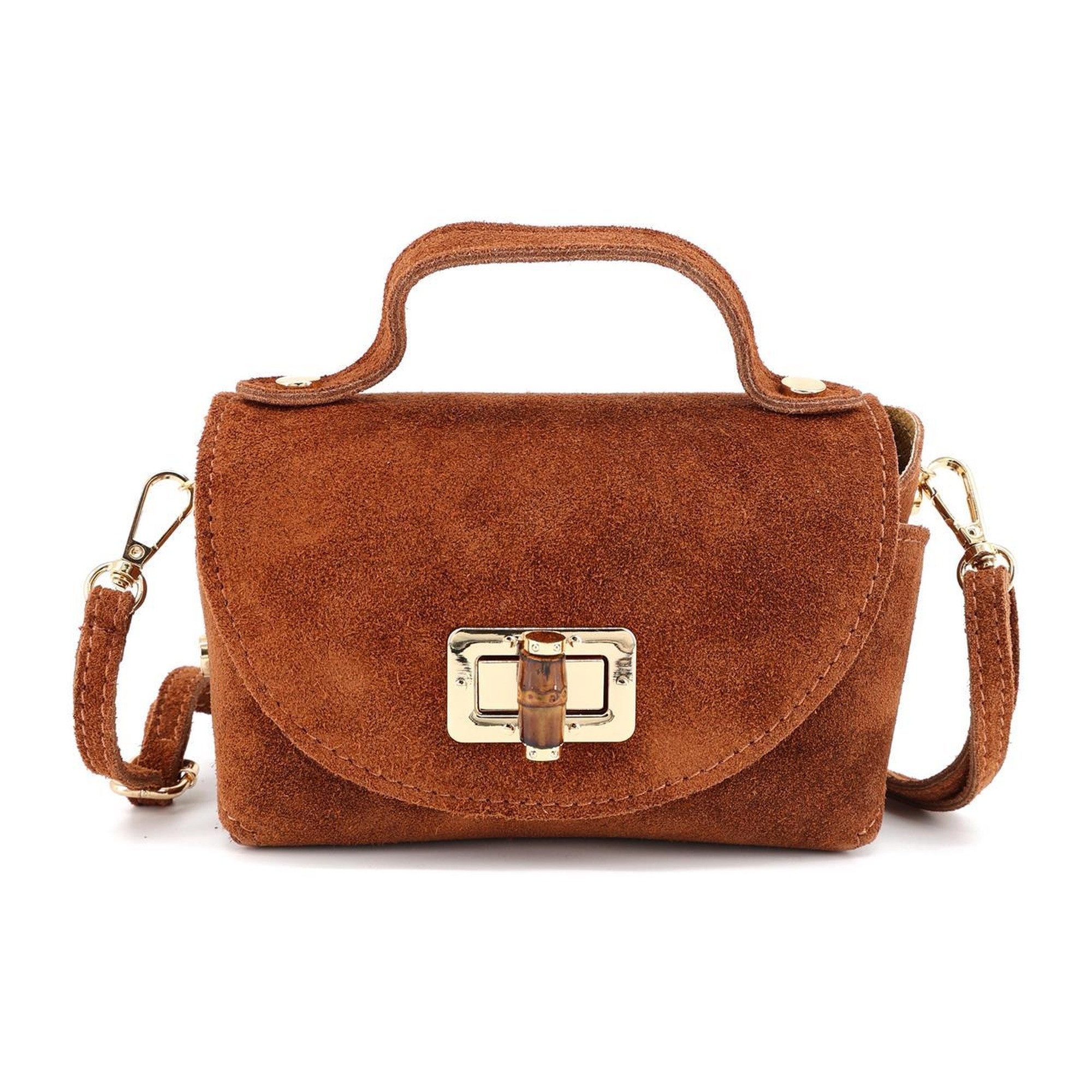 BRISE TASCHE Schultertasche Echtleder-Minitasche ca. 17 × 12 cm mit Drehverschluss zum Umhängen (Einzelartikel), Echtleder, Drehverschluss, …