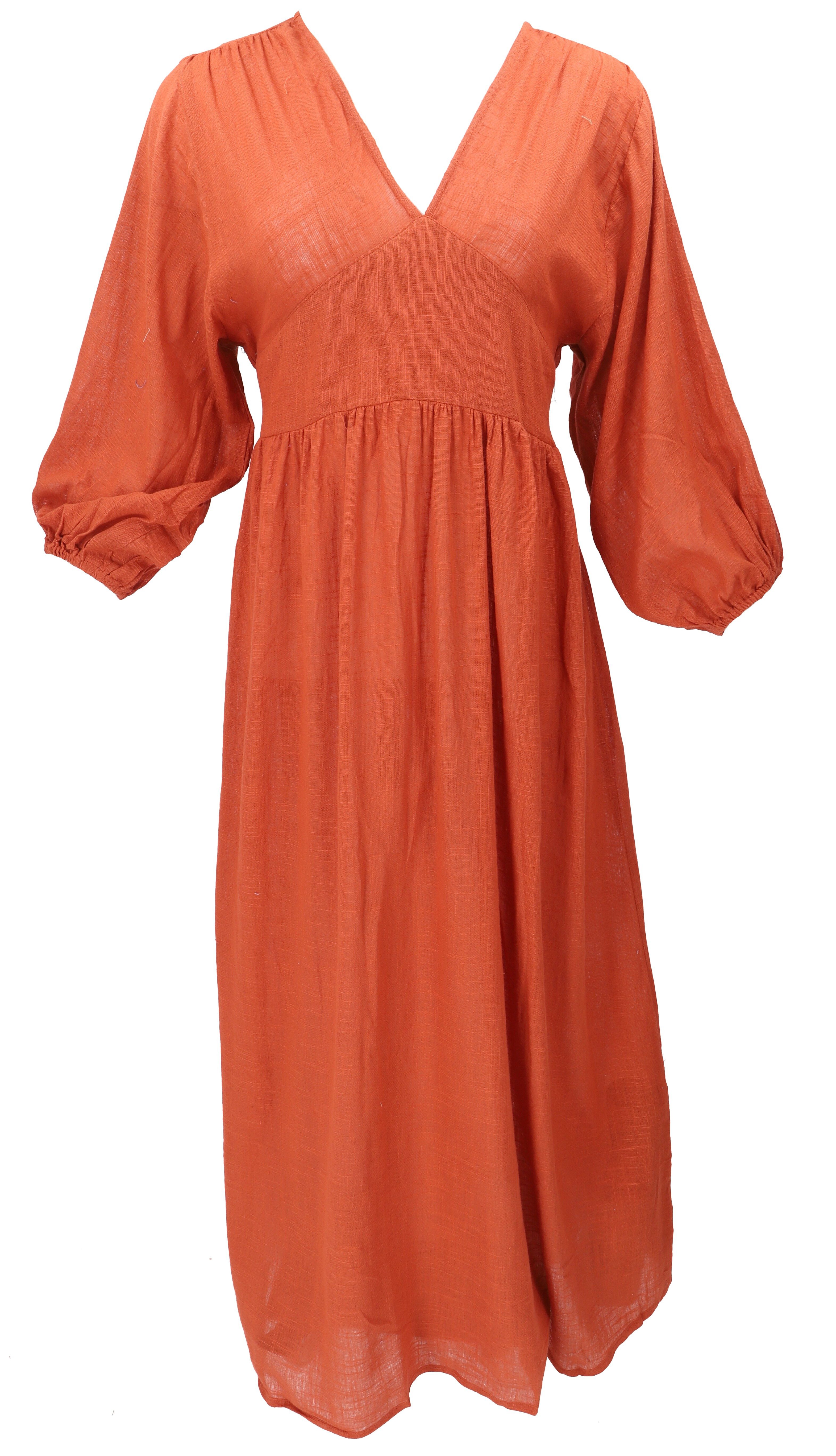 Guru-Shop Midikleid Boho Sommerkleid, luftiges Langarm.. alternative Bekleidung
