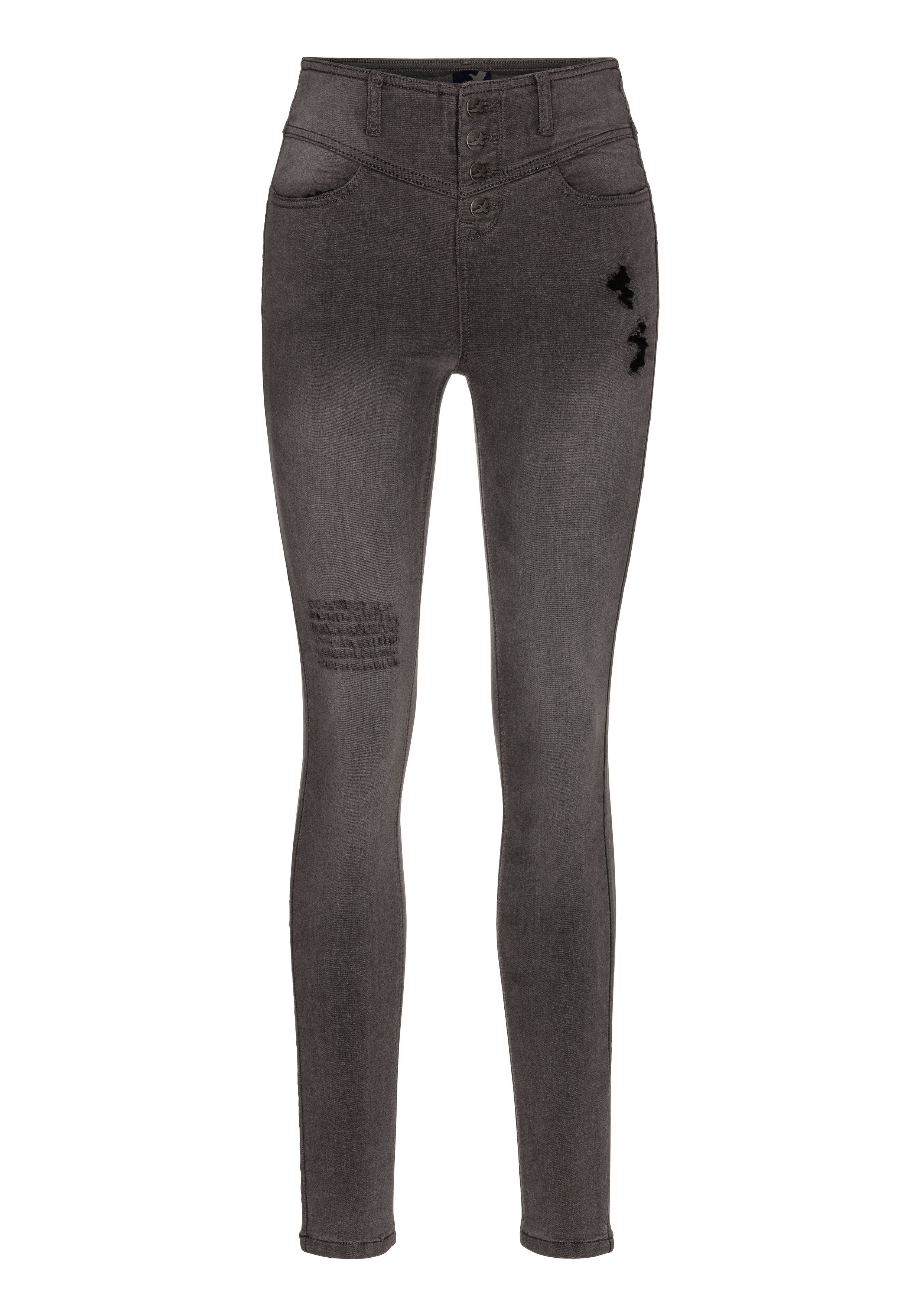 Skinny-fit-Jeans Stretch grey-used Arizona High Ultra Waist