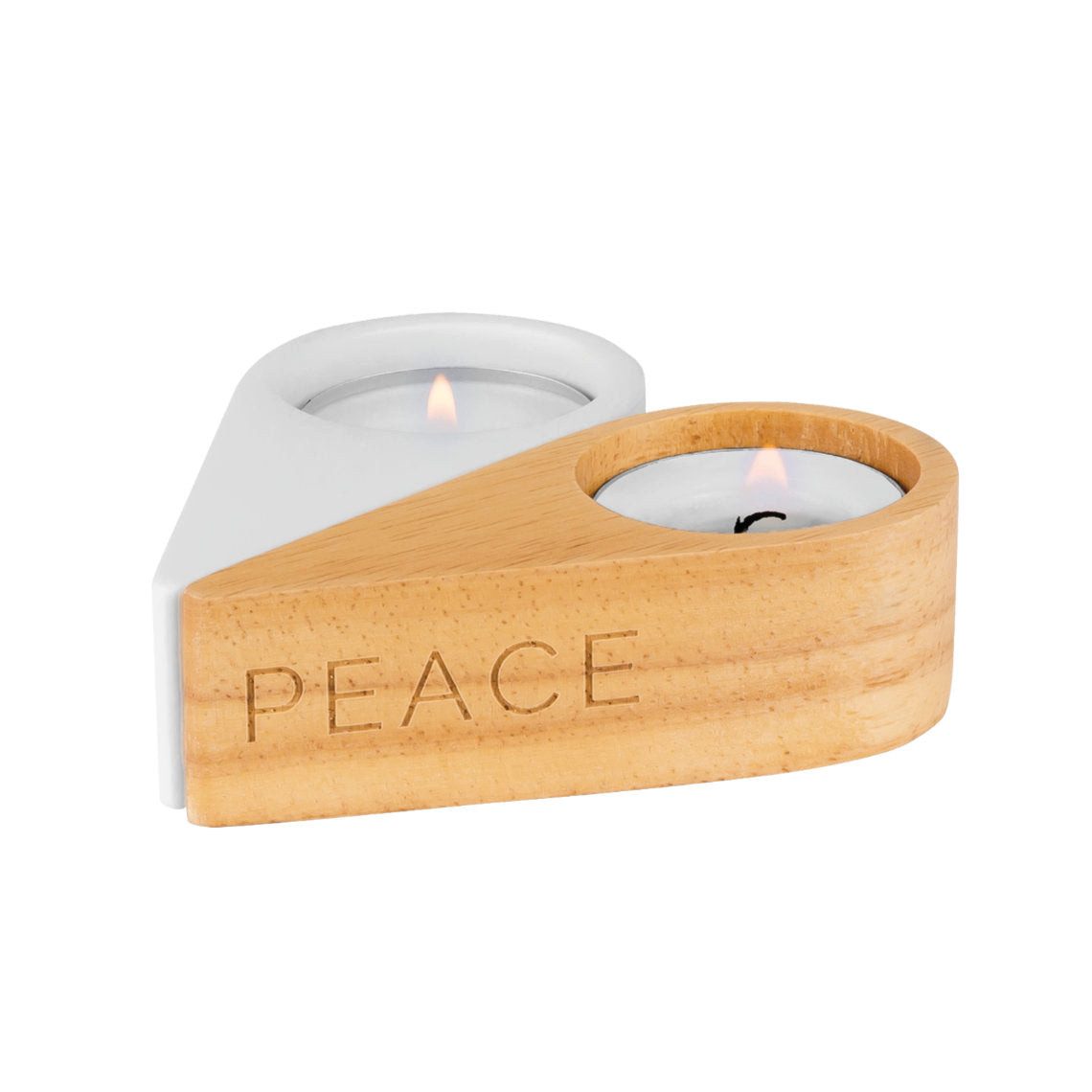 Räder Design Teelichthalter Teelichthalter aus Porzellan und Holz "Love & Peace" von räder