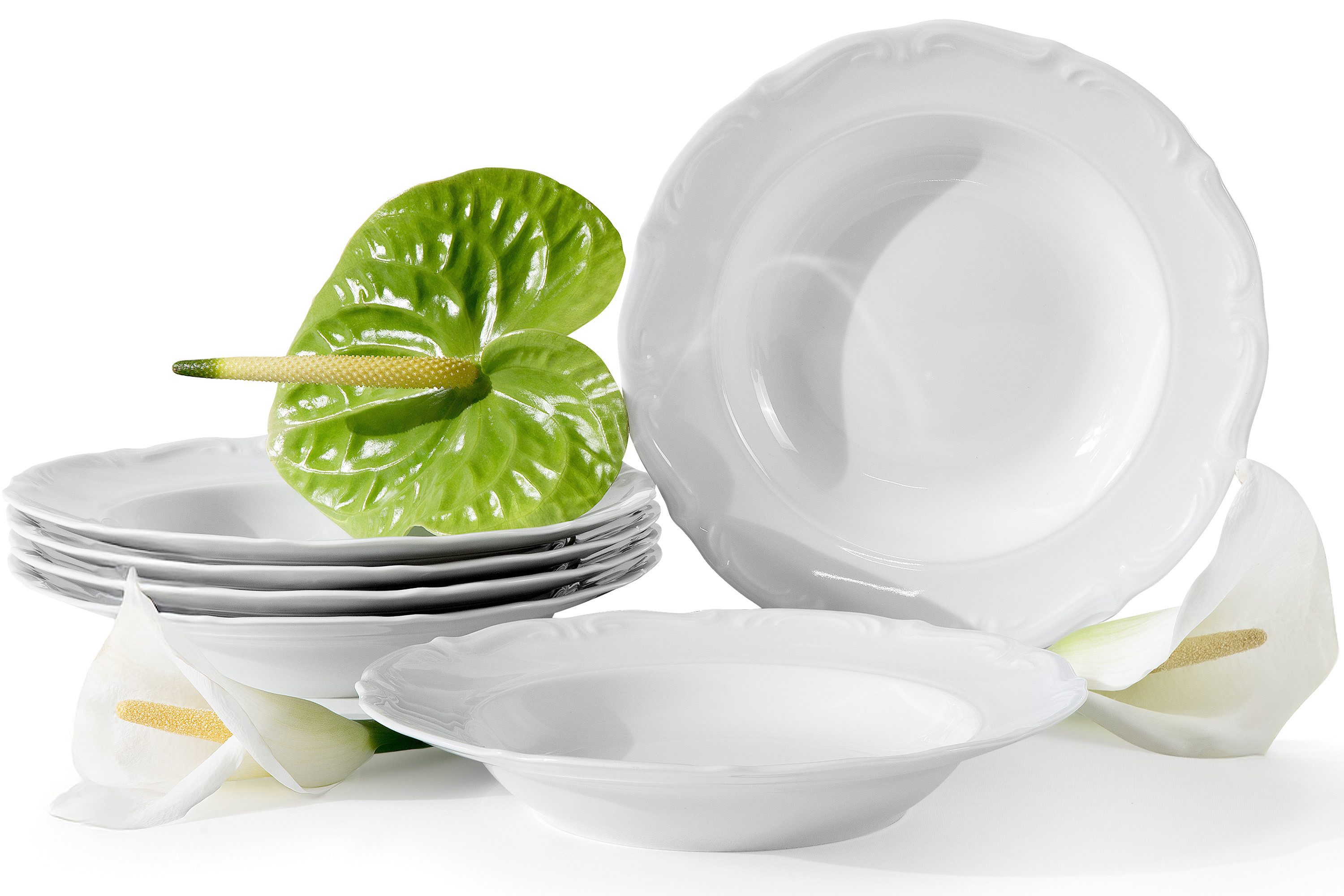 KONSIMO® Teller-Set CHODZIEZ MARIA TERESA Tafelservice, 6x Suppenteller (6-tlg), 6 Personen, Porzellan, Hochwertiges Premium-Porzellan, handgefertigt