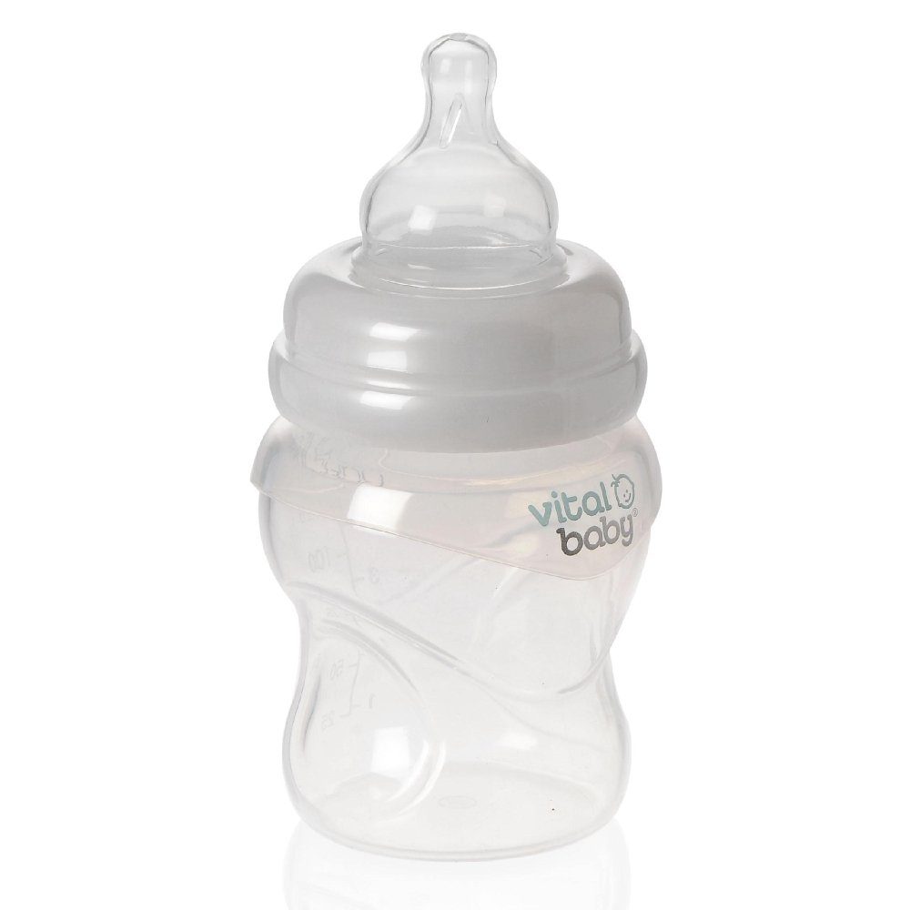 Vital Baby Babyflasche erfonomisch geformte Airflow Silikon-Flasche 150ml