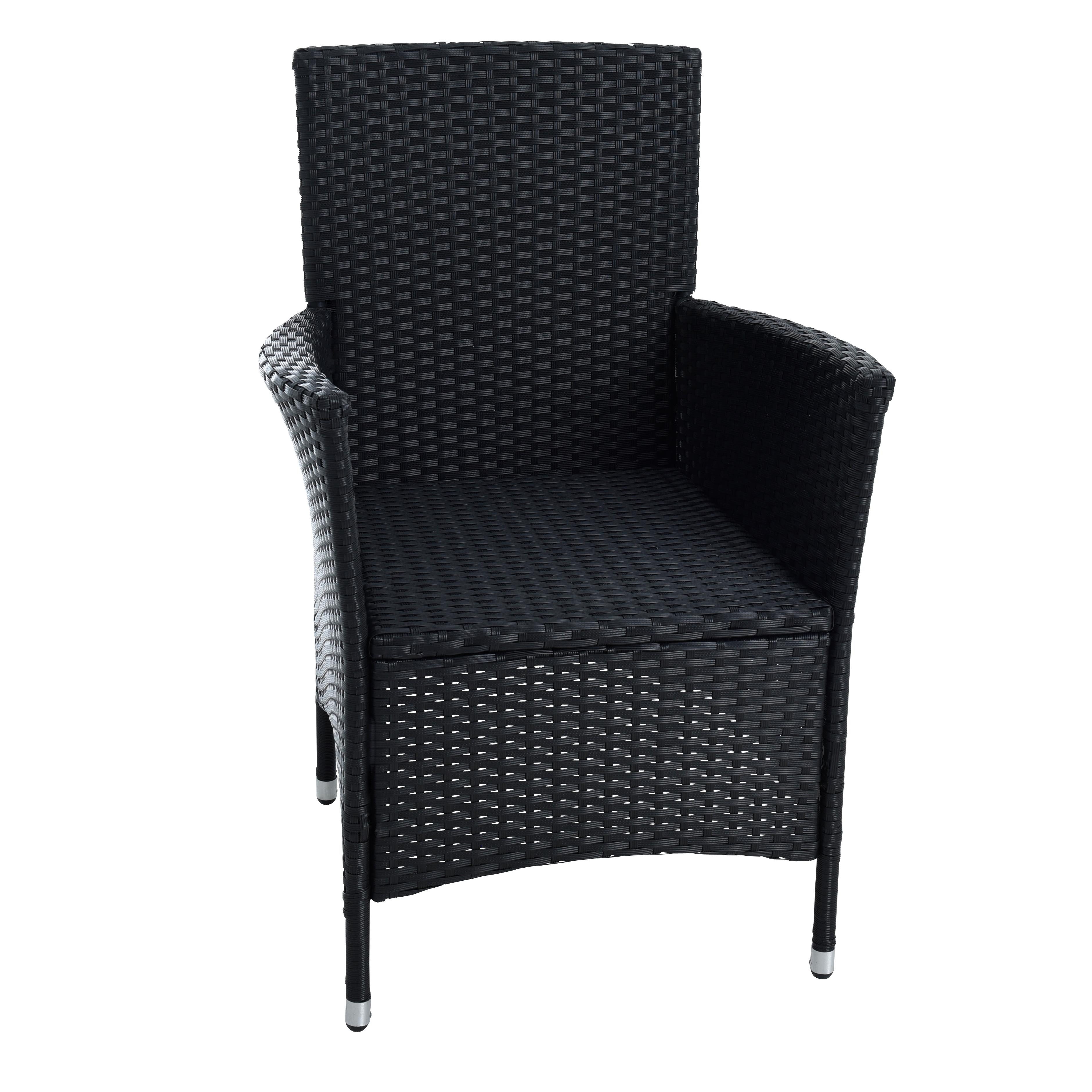 ESTEXO Gartenstuhl Rattan Gartensessel Polyrattan Stuhl 2er Set Garten Sessel Schwarz – Bild 3 von 5