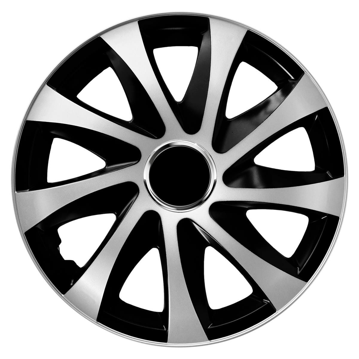 NRM Radkappe DRIFT Extra 14 Zoll in Silber/Schwarz, 14 in Zoll, (4-St) Radzierblenden für Stahlfelgen Zweifarbige Radkappen Satz 4er Set 14"