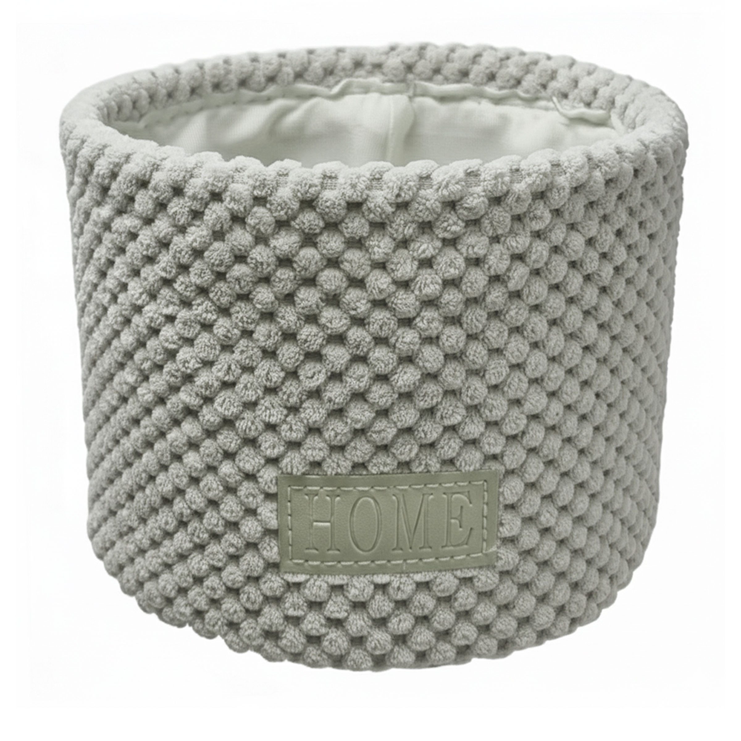 B&S Aufbewahrungskorb Korb / H 14 x Ø 19 cm / Strickmuster / hellgrau / Rund