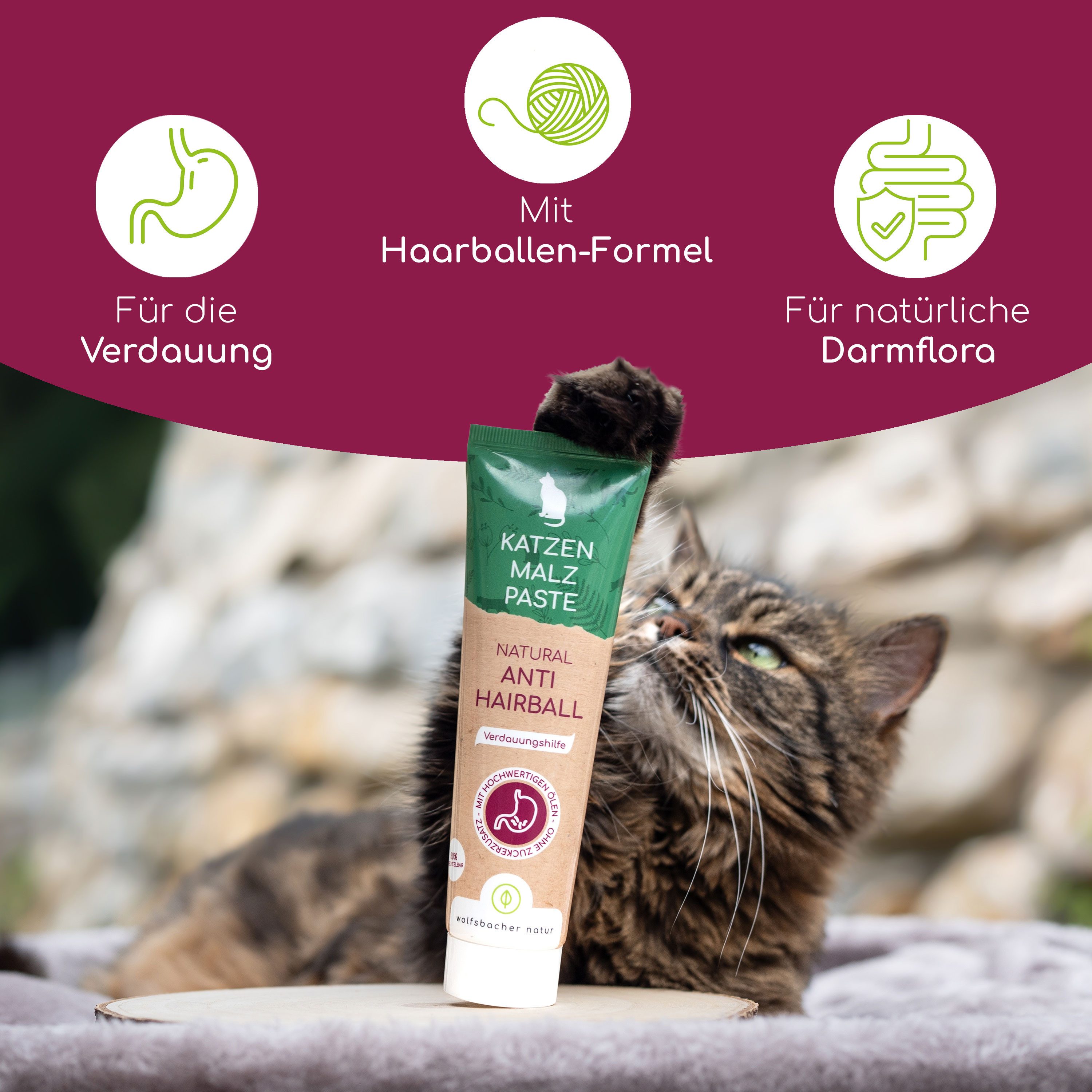 Wolfsbacher Natur Anti-Hairball Paste für Katzen, für: Katze
