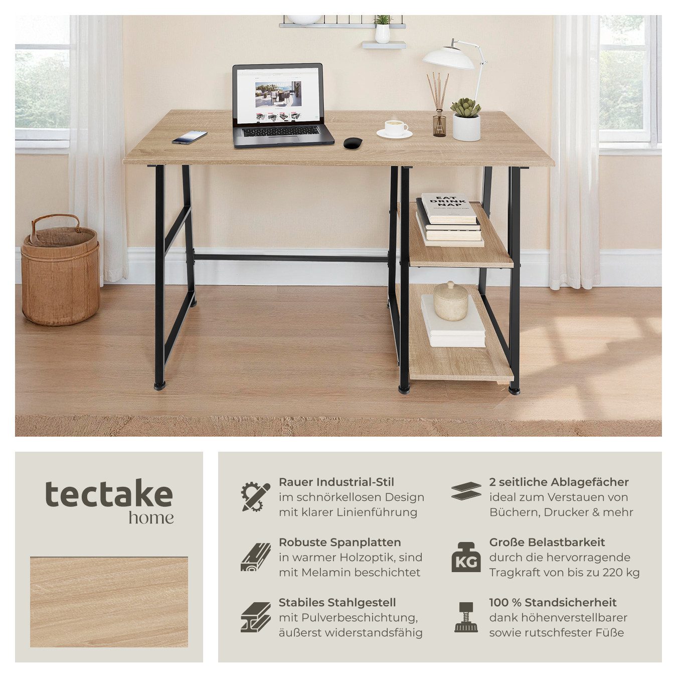 tectake Schreibtisch Paisley (1-St., 1 tlg), Rustikaler Schreibtisch im sch günstig online kaufen