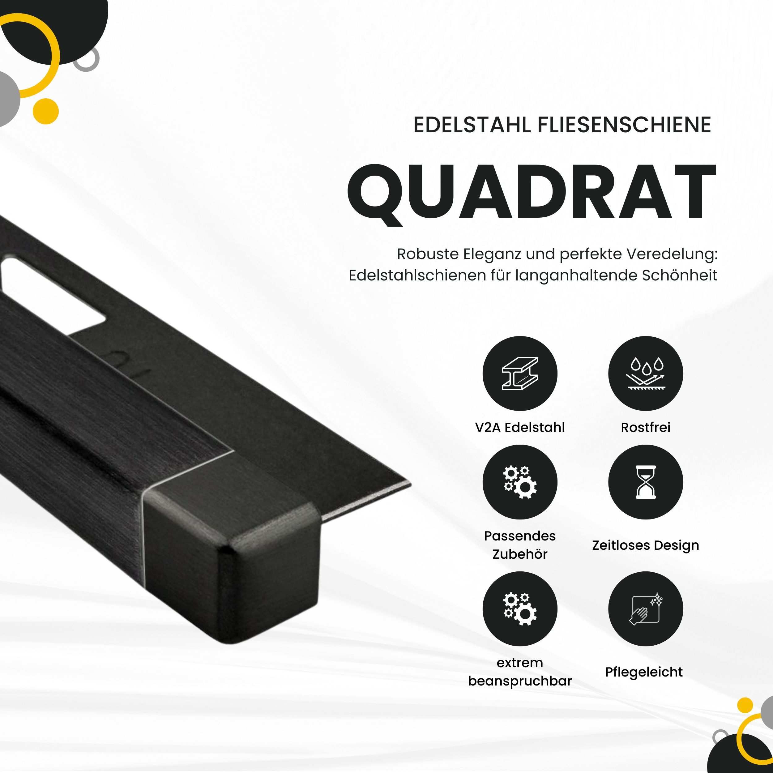 tktrading24 Abschlussprofil Quadrat Fliesenprofil Edelstahl V2A L250m H10 s günstig online kaufen