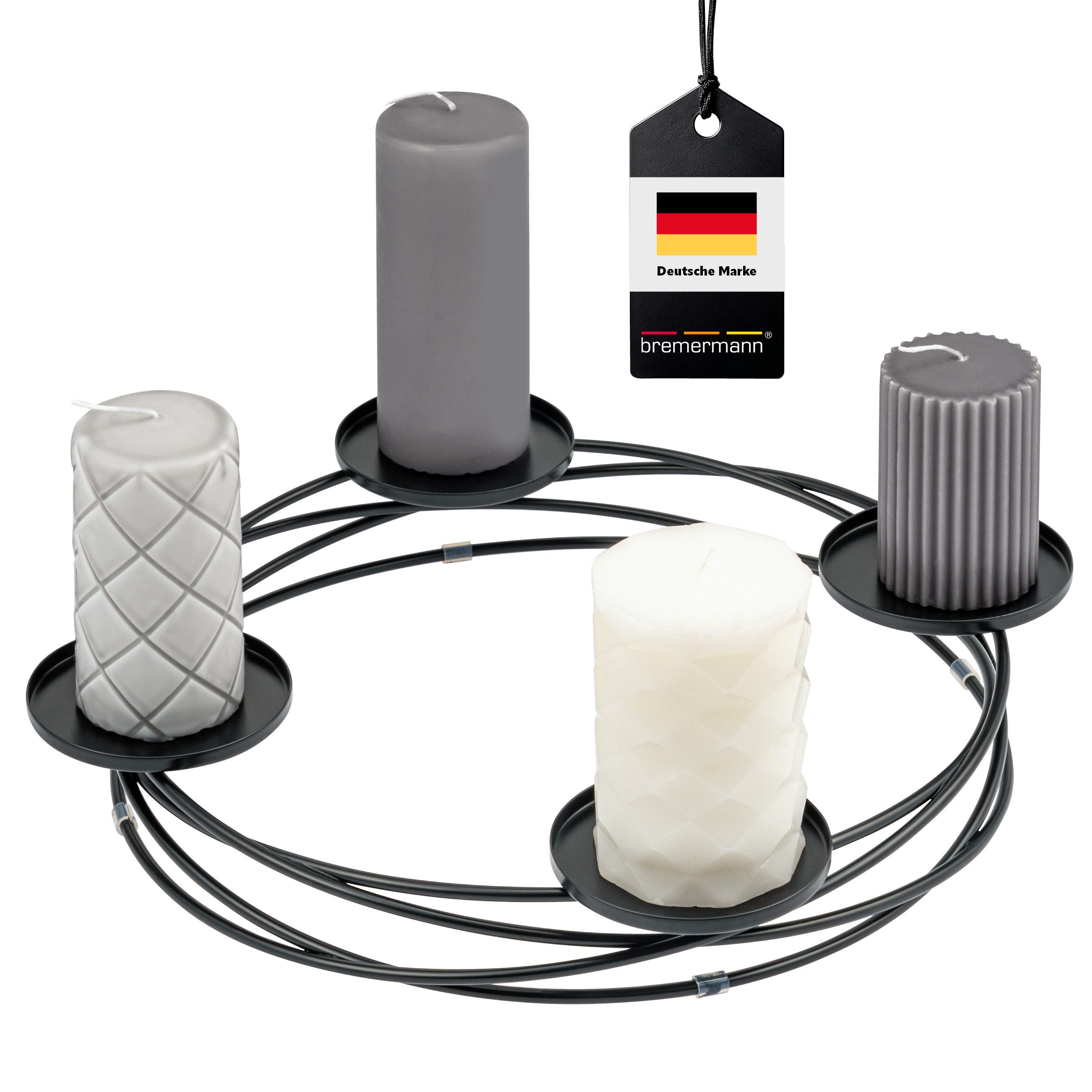 bremermann Kerzenhalter in Kranzform, für Stumpenkerzen, Kerzenständer schw günstig online kaufen